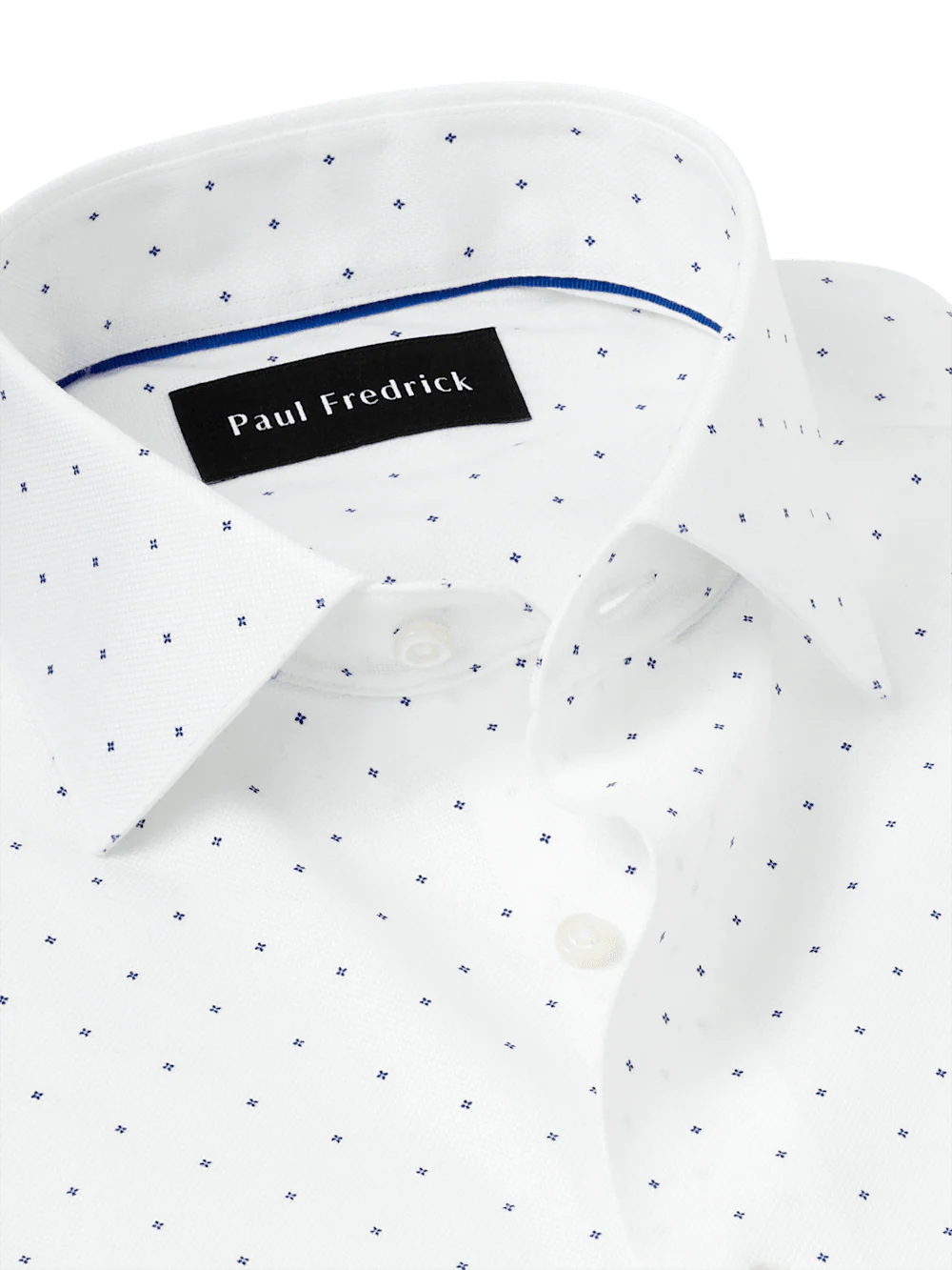 Comfort Stretch Non-Iron Geometric Dress Shirt - White/blue - Image 7