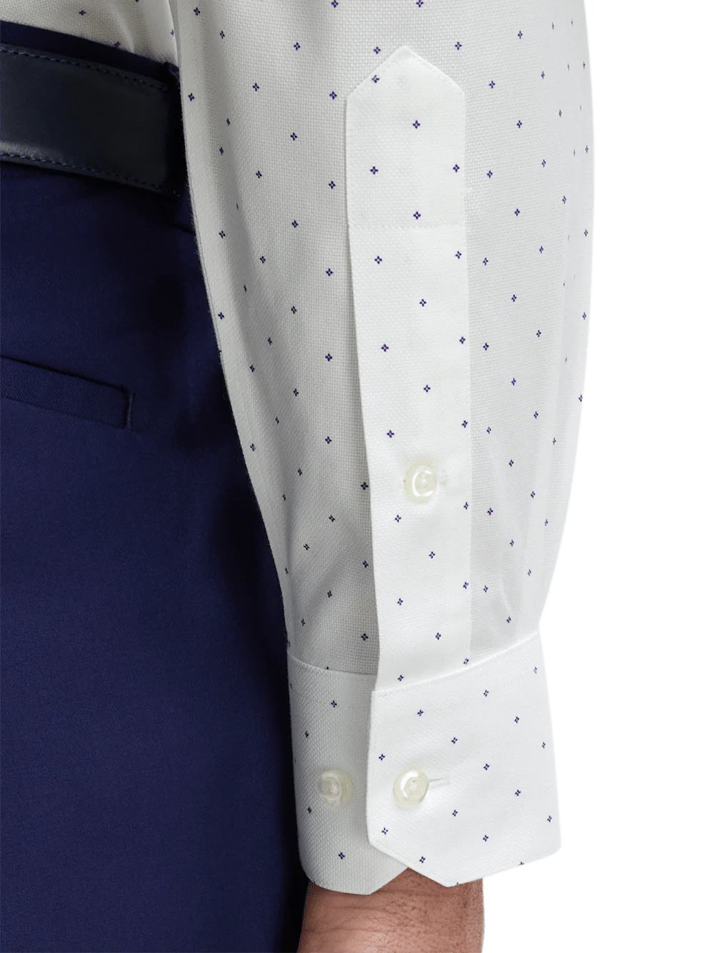 Comfort Stretch Non-Iron Geometric Dress Shirt - White/purple - Image 4