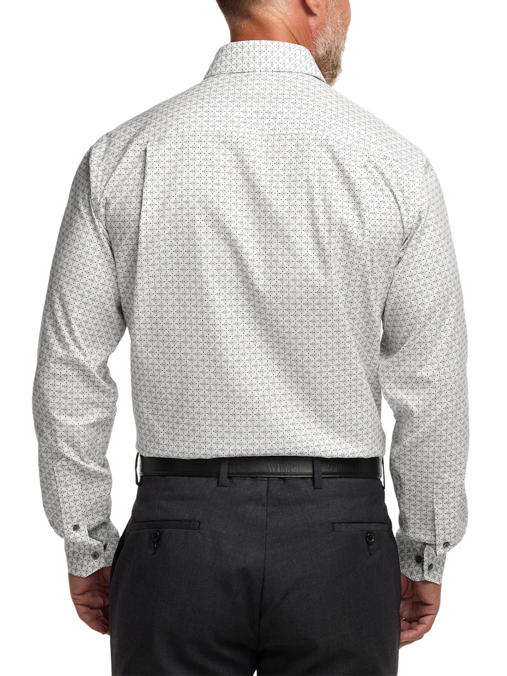 Comfort Stretch Non-Iron Geometric Dress Shirt With Contrast Trim - Black/white - Image 5