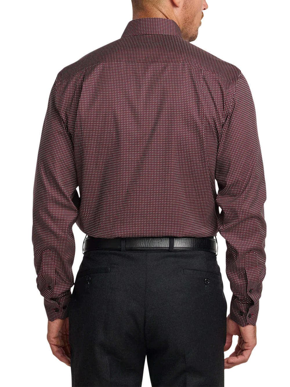 Comfort Stretch Non-Iron Geometric Dress Shirt With Contrast Trim - Black/red - Image 5