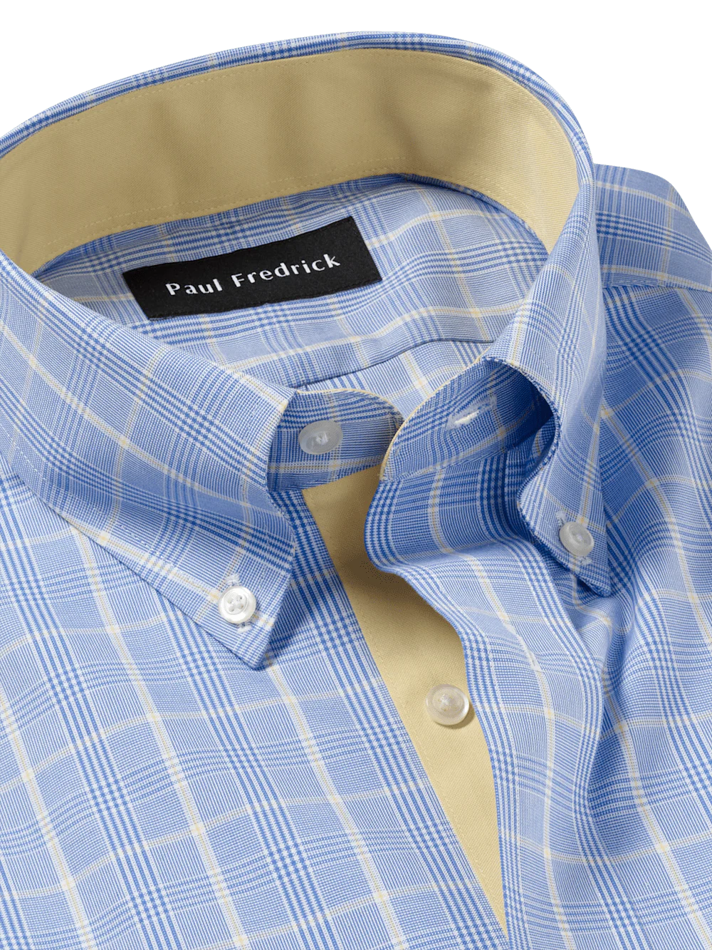 Comfort Stretch Non-Iron Glen Plaid Dress Shirt With Contrast Trim - Blue - Image 7