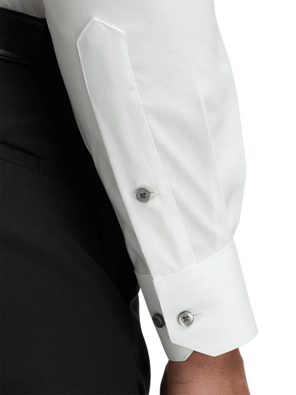 Comfort Stretch Non-Iron Herringbone Dress Shirt - White/black - Image 4