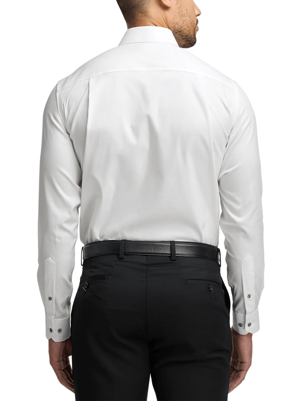 Comfort Stretch Non-Iron Herringbone Dress Shirt - White/black - Image 5