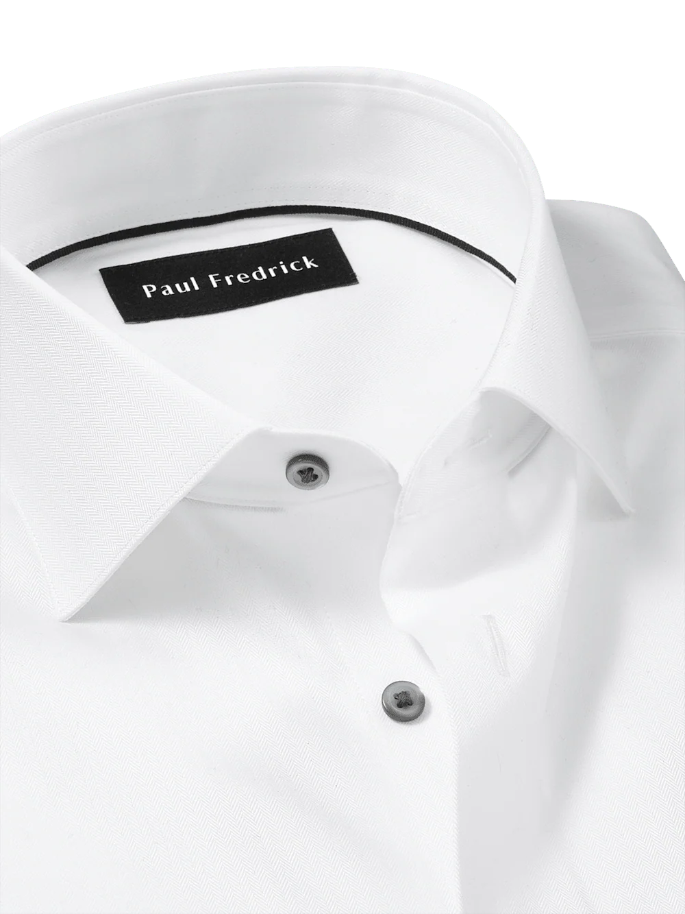 Comfort Stretch Non-Iron Herringbone Dress Shirt - White/black - Image 6