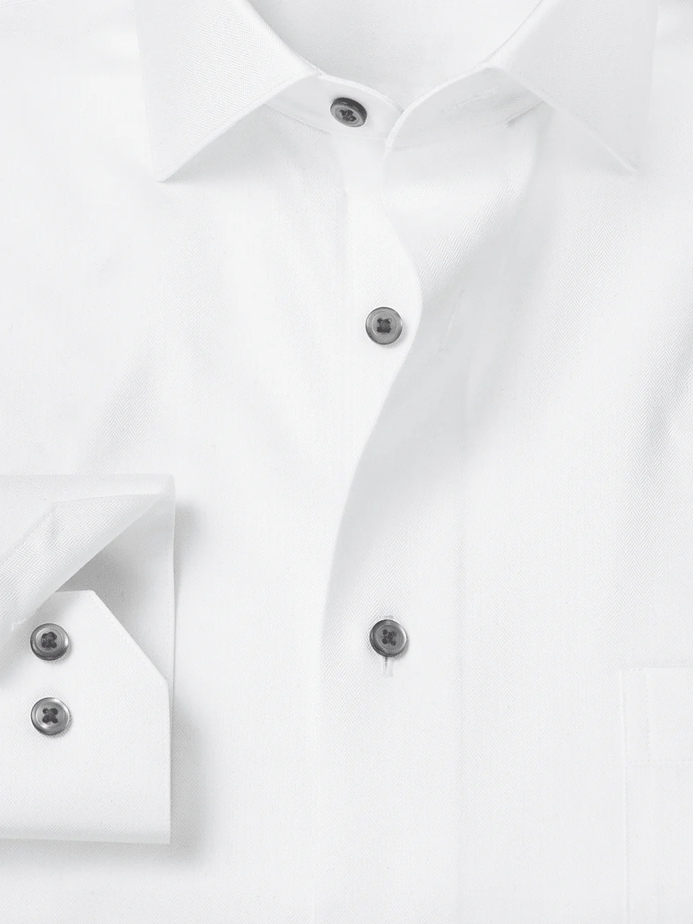 Comfort Stretch Non-Iron Herringbone Dress Shirt - White/black - Image 7