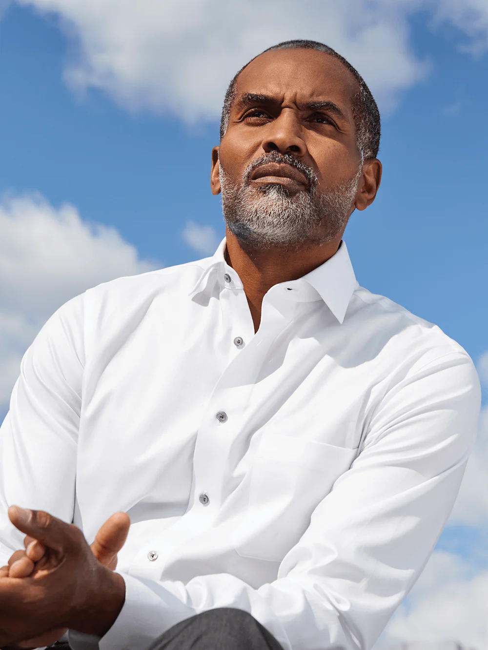 Comfort Stretch Non-Iron Herringbone Dress Shirt - White/black - Image 8