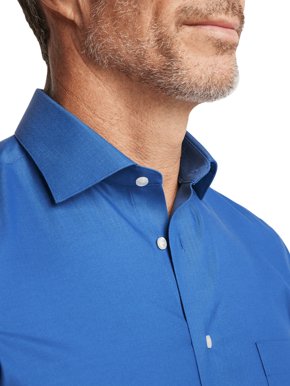 Comfort Stretch Non-Iron Herringbone Dress Shirt - Cobalt - Image 3
