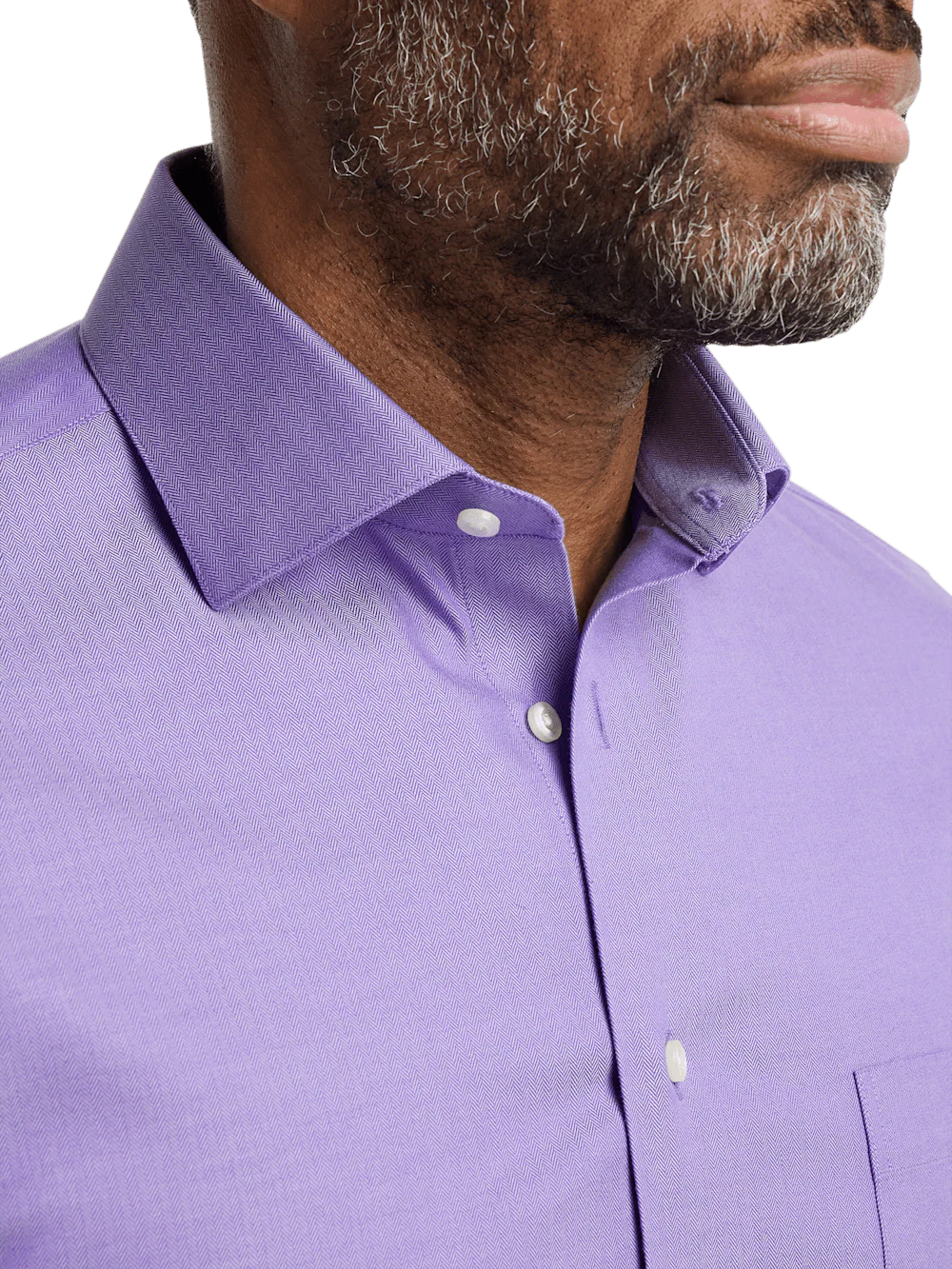 Comfort Stretch Non-Iron Herringbone Dress Shirt - Purple - Image 3