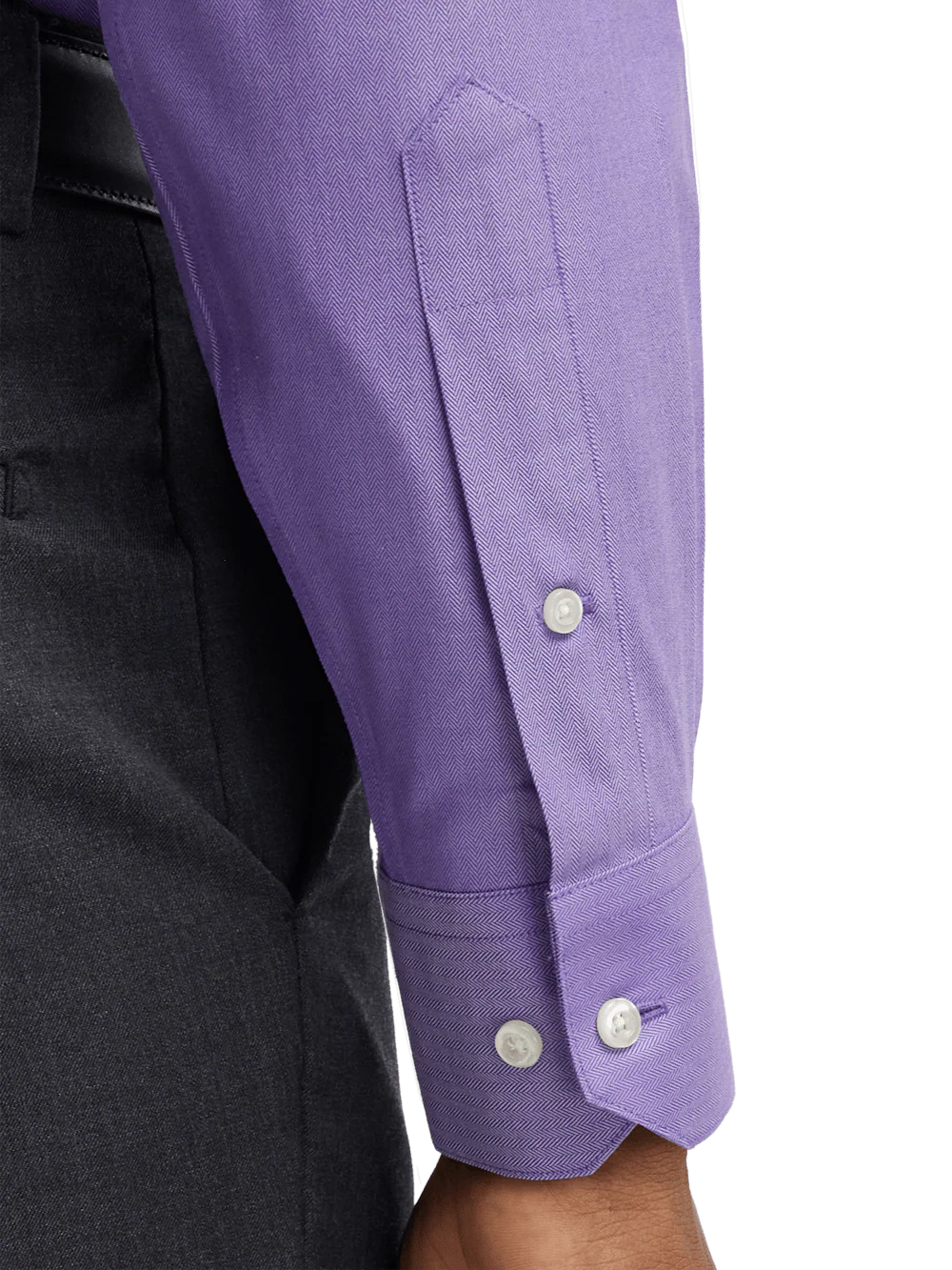 Comfort Stretch Non-Iron Herringbone Dress Shirt - Purple - Image 4