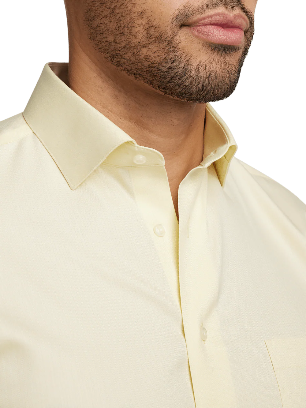 Comfort Stretch Non-Iron Herringbone Dress Shirt - Yellow - Image 3