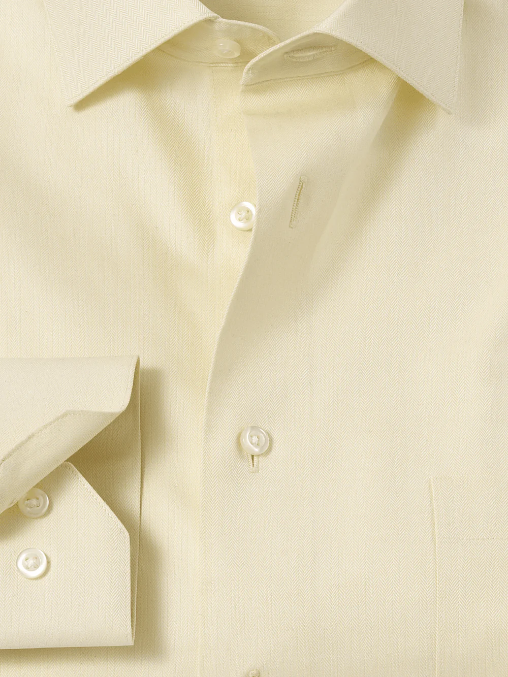 Comfort Stretch Non-Iron Herringbone Dress Shirt - Yellow - Image 6