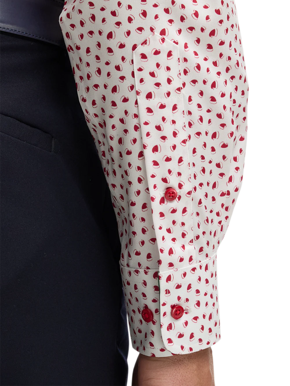 Comfort Stretch Non-Iron Novelty Dress Shirt With Contrast Trim - Red - Image 4