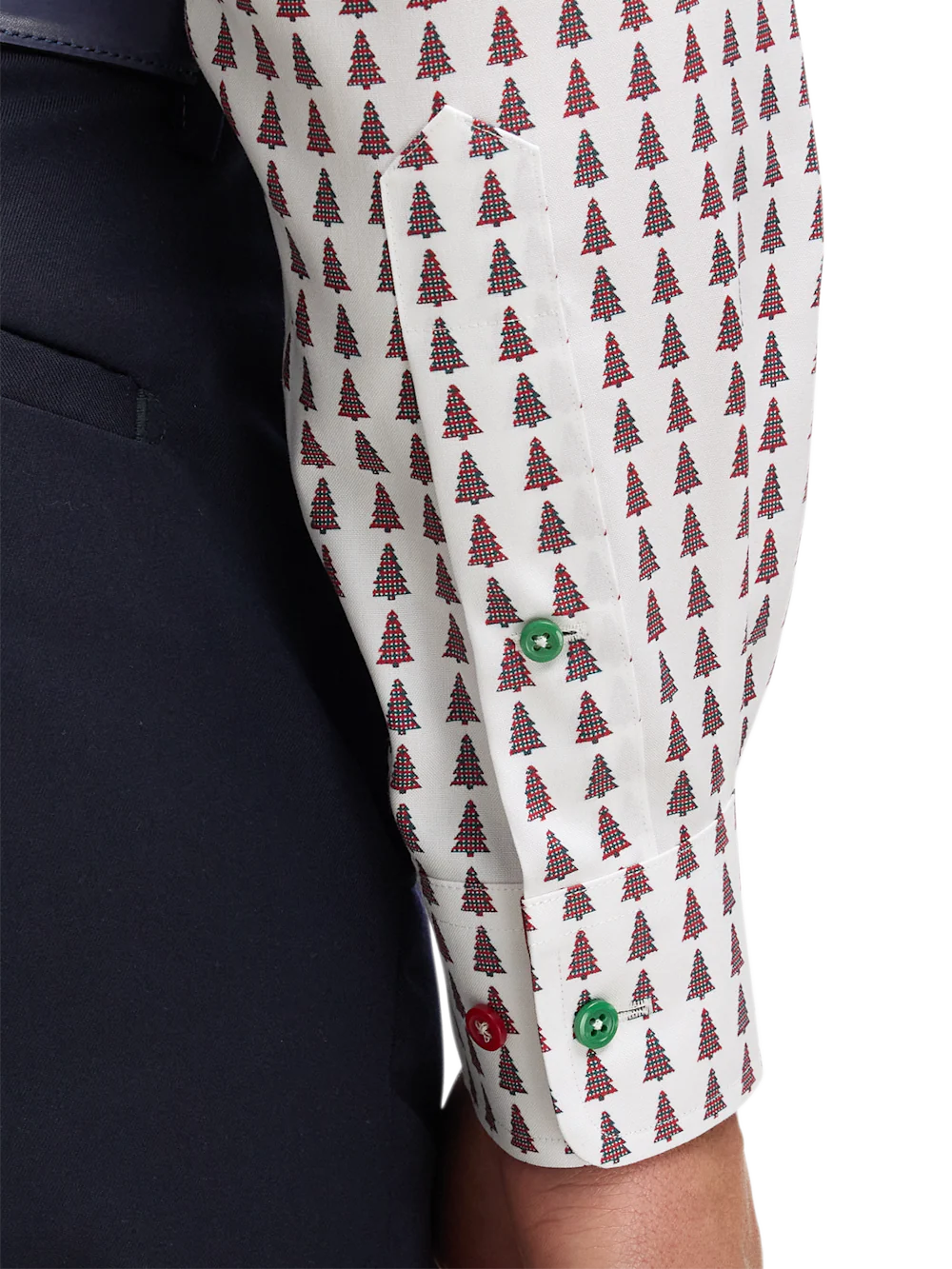 Comfort Stretch Non-Iron Novelty Dress Shirt With Contrast Trim - Red/green - Image 4