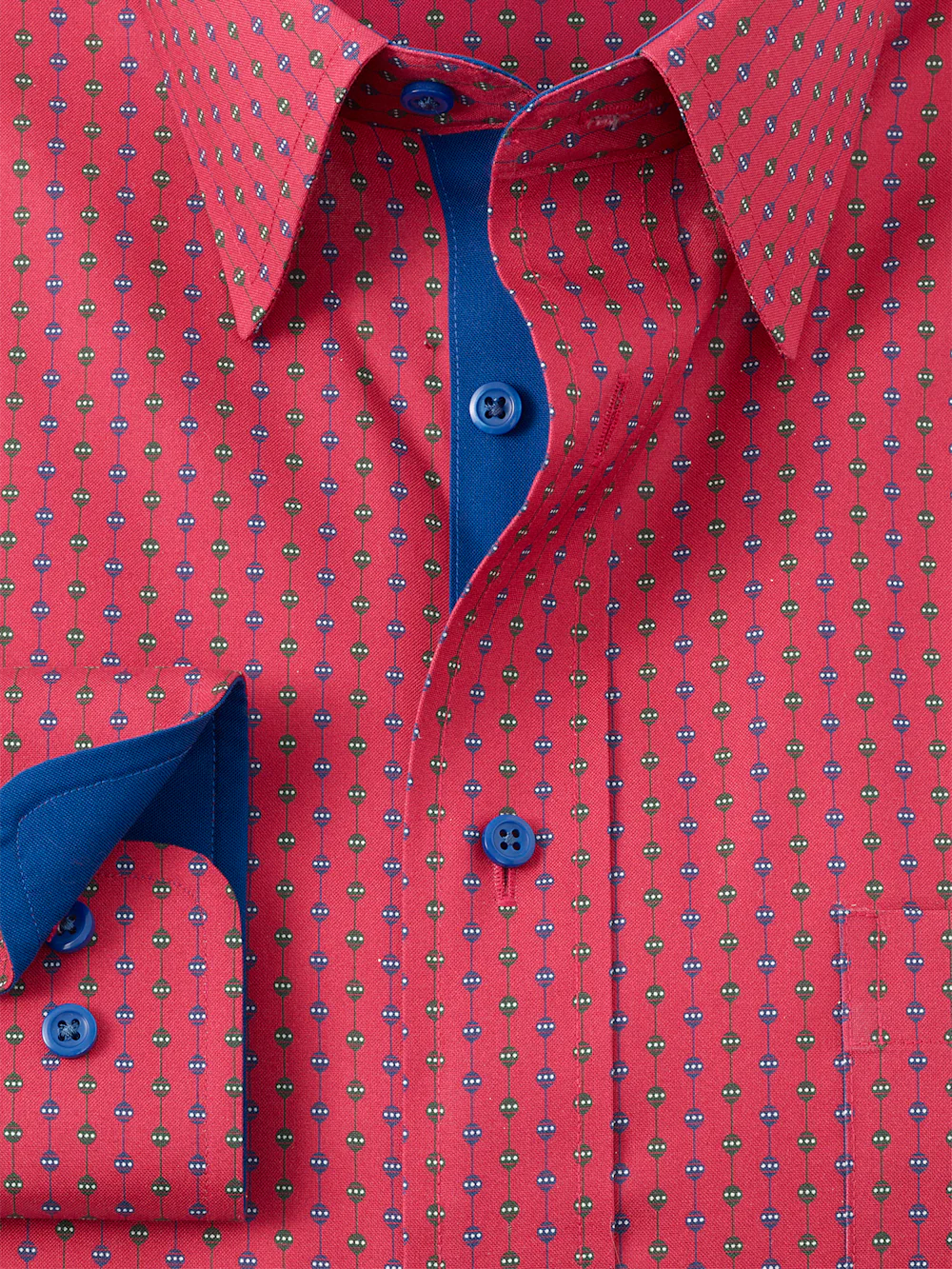 Comfort Stretch Non-Iron Novelty Dress Shirt With Contrast Trim - Red - Image 6