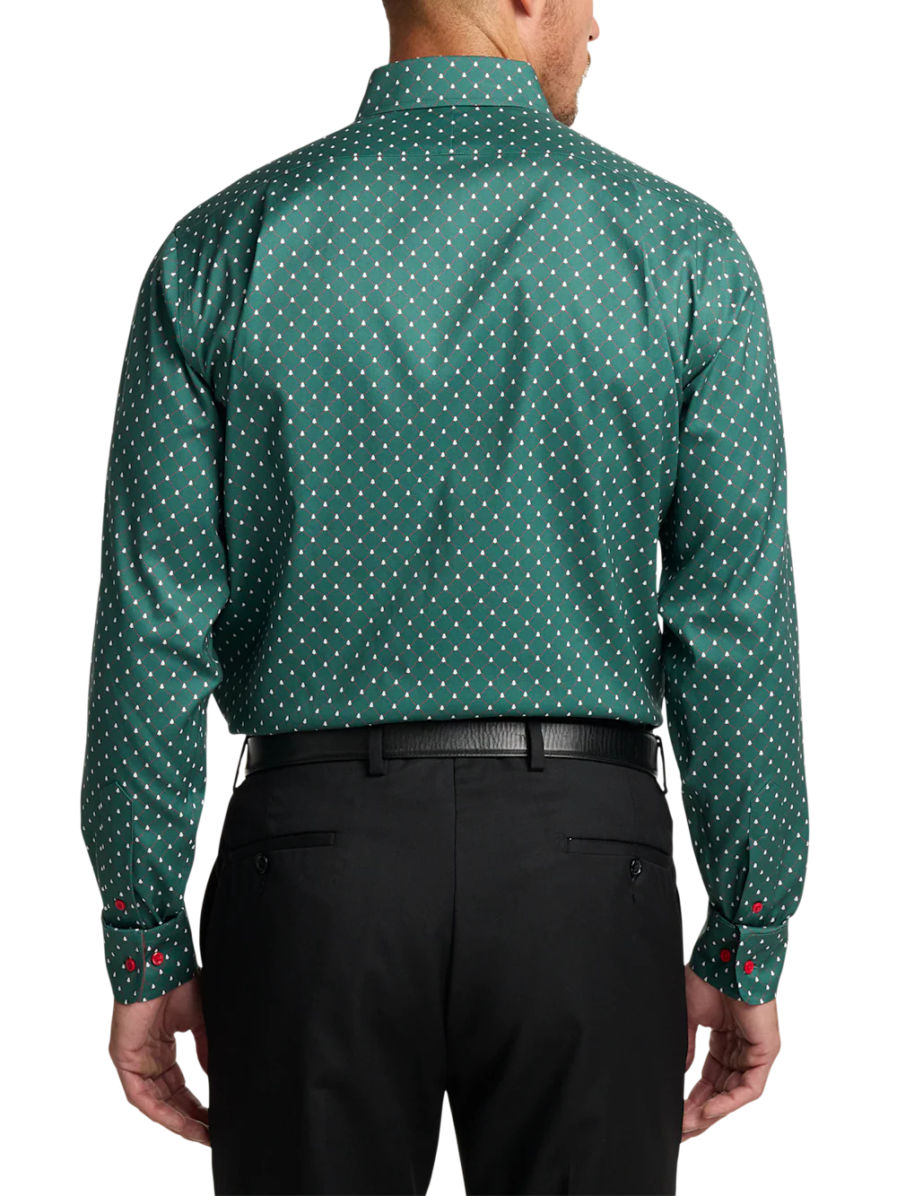 Comfort Stretch Non-Iron Novelty Dress Shirt With Contrast Trim - Green - Image 5