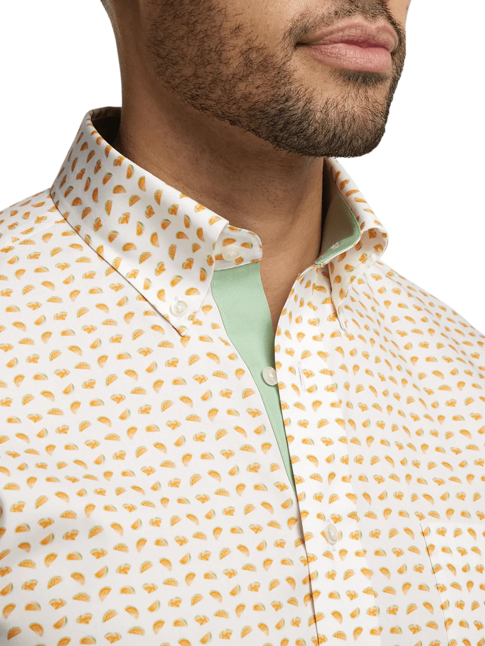Comfort Stretch Non-Iron Novelty Dress Shirt With Contrast Trim - White/melon - Image 3