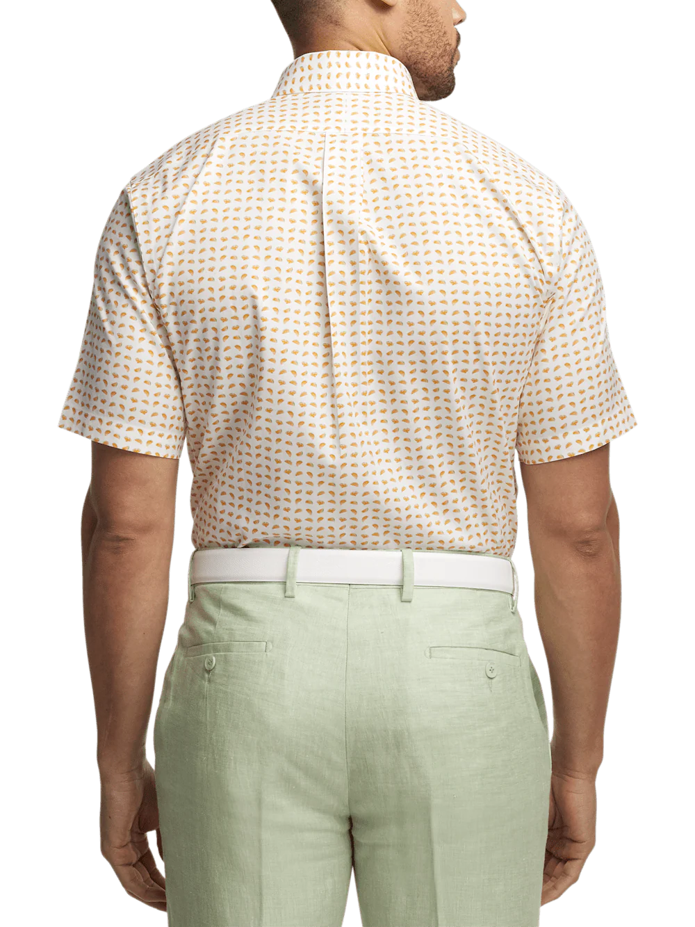Comfort Stretch Non-Iron Novelty Dress Shirt With Contrast Trim - White/melon - Image 5