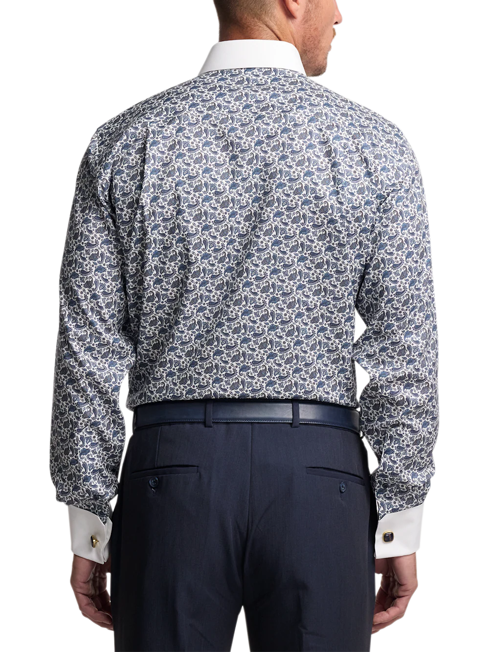 Comfort Stretch Non-Iron Paisley Dress Shirt - Blue/brown - Image 5