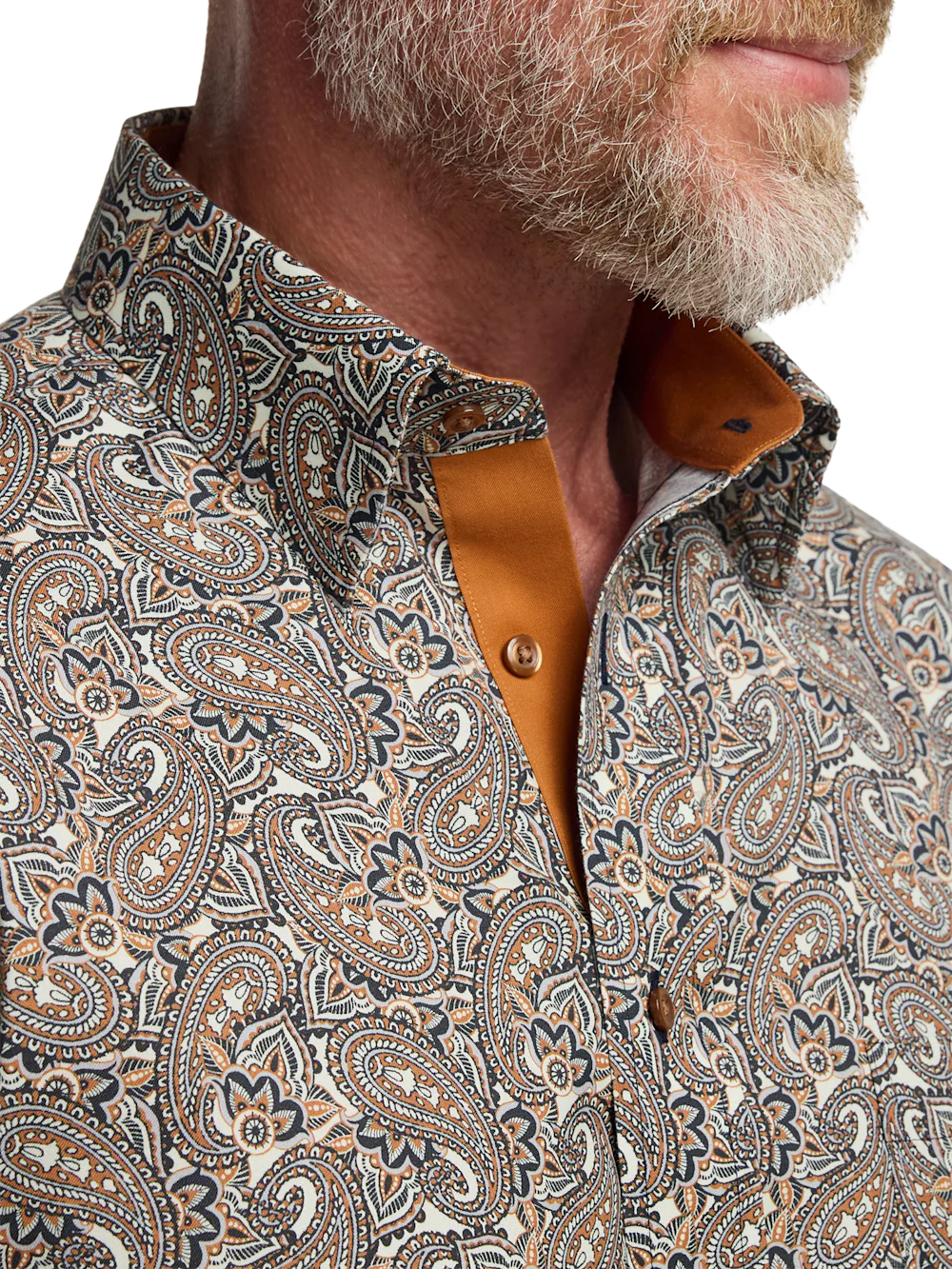 Comfort Stretch Non-Iron Paisley Dress Shirt With Contrast Trim - Multi - Image 3