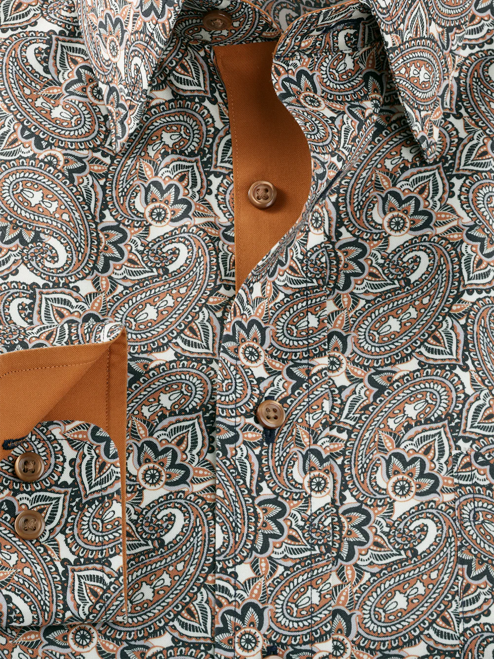 Comfort Stretch Non-Iron Paisley Dress Shirt With Contrast Trim - Multi - Image 6