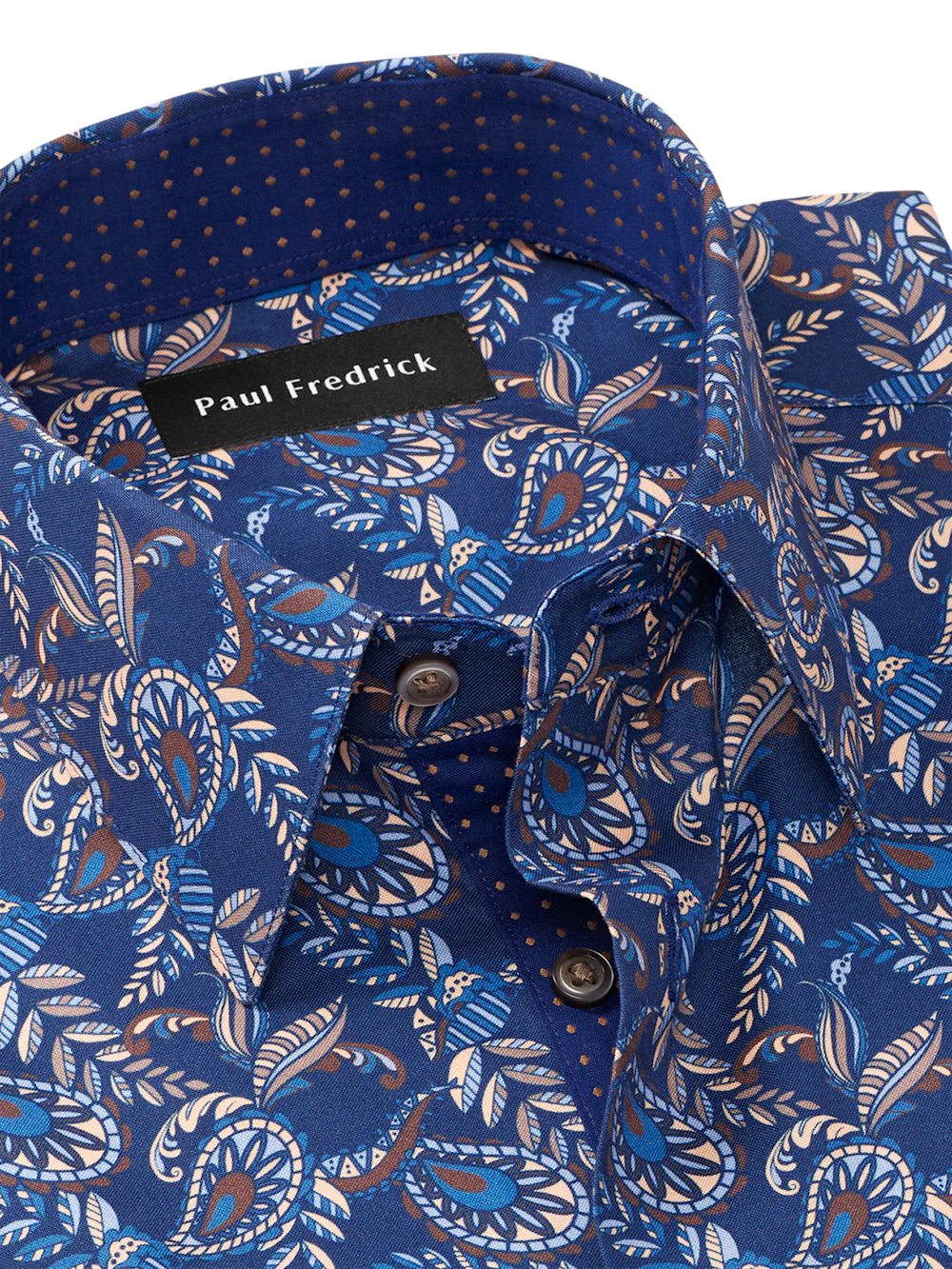 Comfort Stretch Non-Iron Paisley Dress Shirt With Contrast Trim - Navy Multi - Image 7
