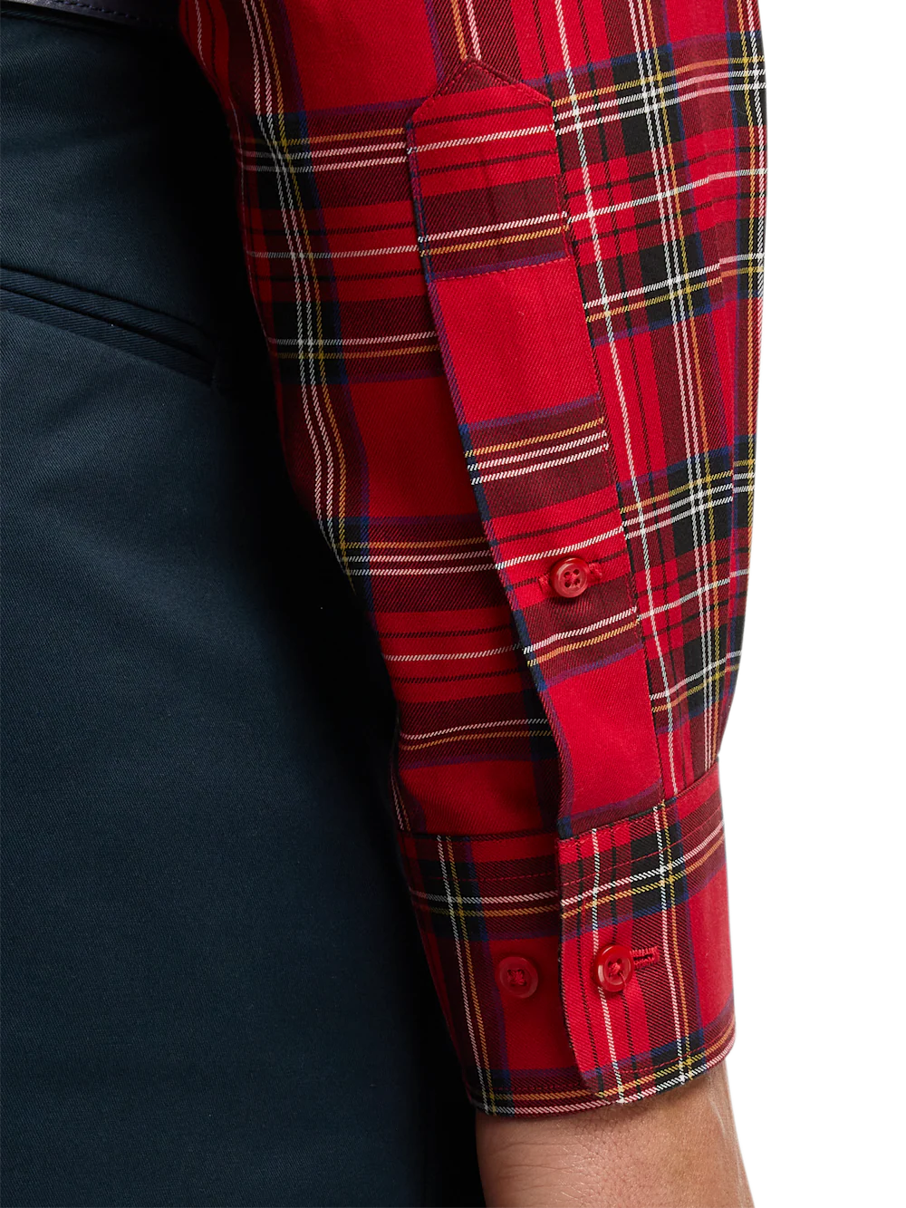 Comfort Stretch Non-Iron Plaid Dress Shirt - Red - Image 4
