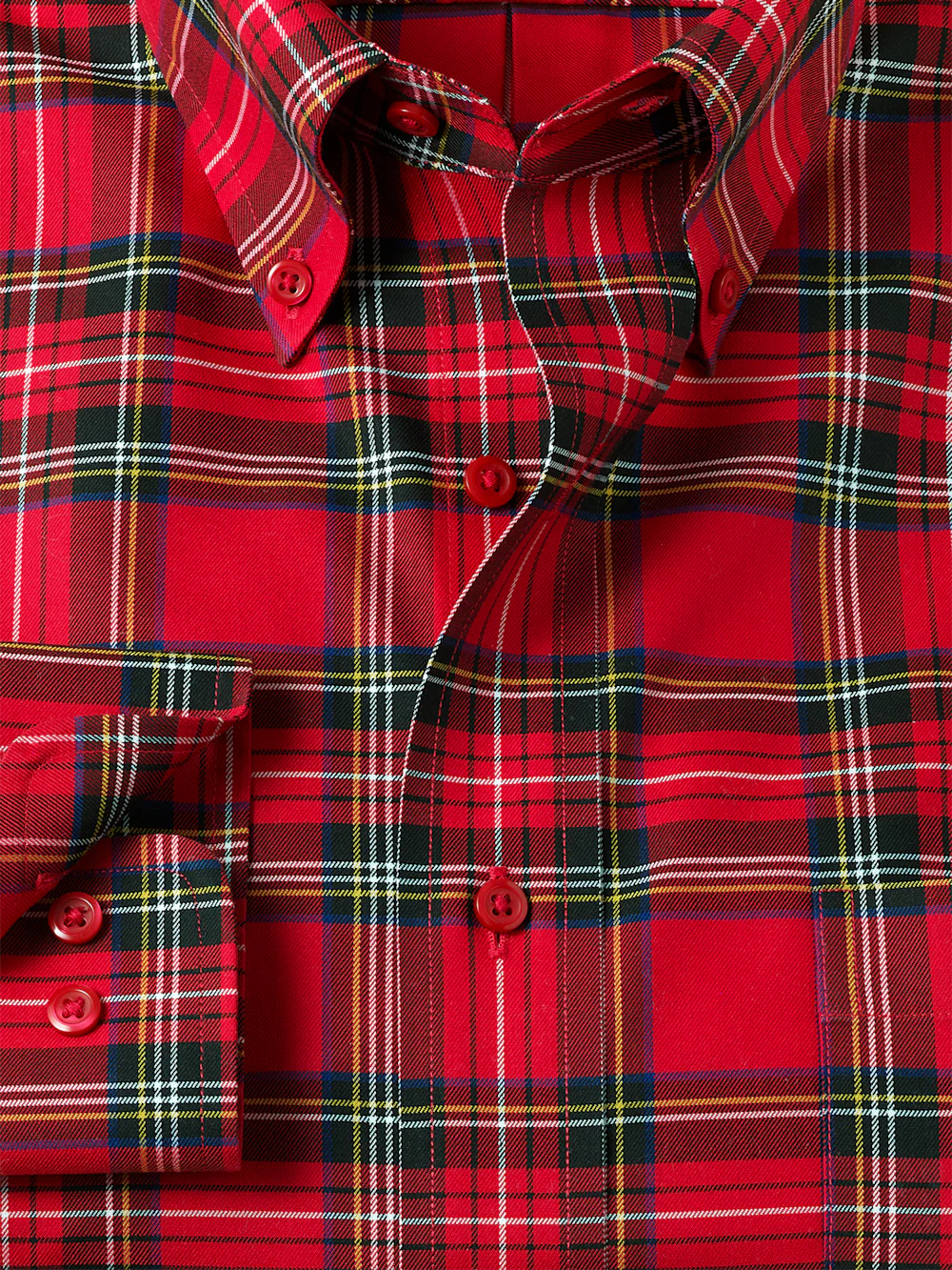Comfort Stretch Non-Iron Plaid Dress Shirt - Red - Image 6