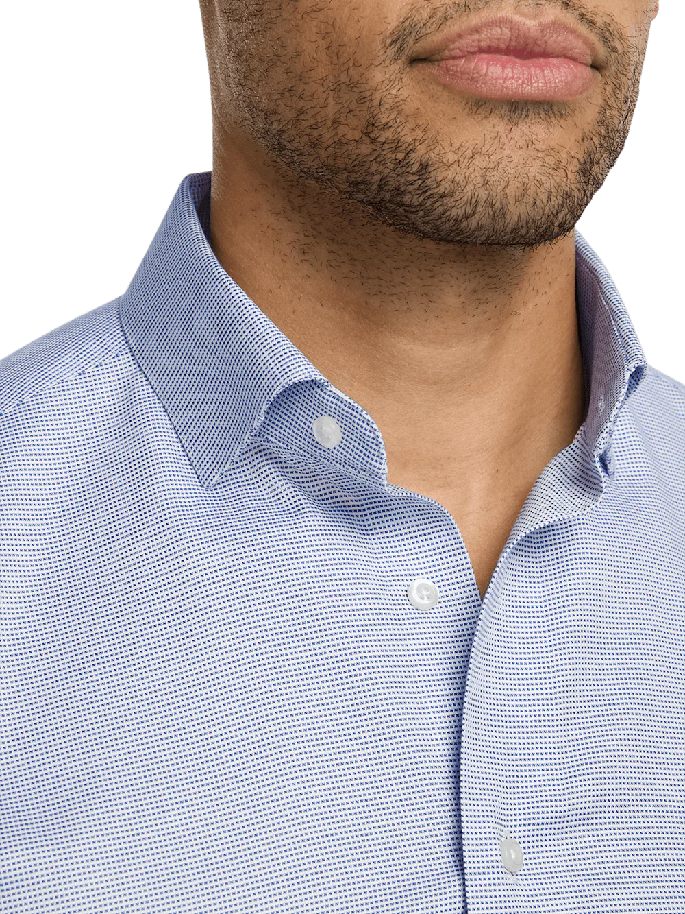 Comfort Stretch Non-Iron Solid Dress Shirt - Cobalt - Image 3