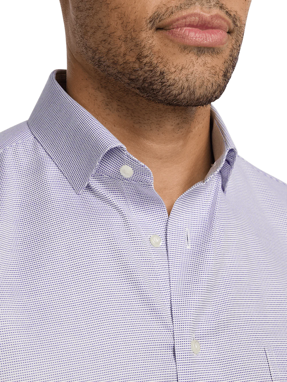 Comfort Stretch Non-Iron Solid Dress Shirt - Purple - Image 3