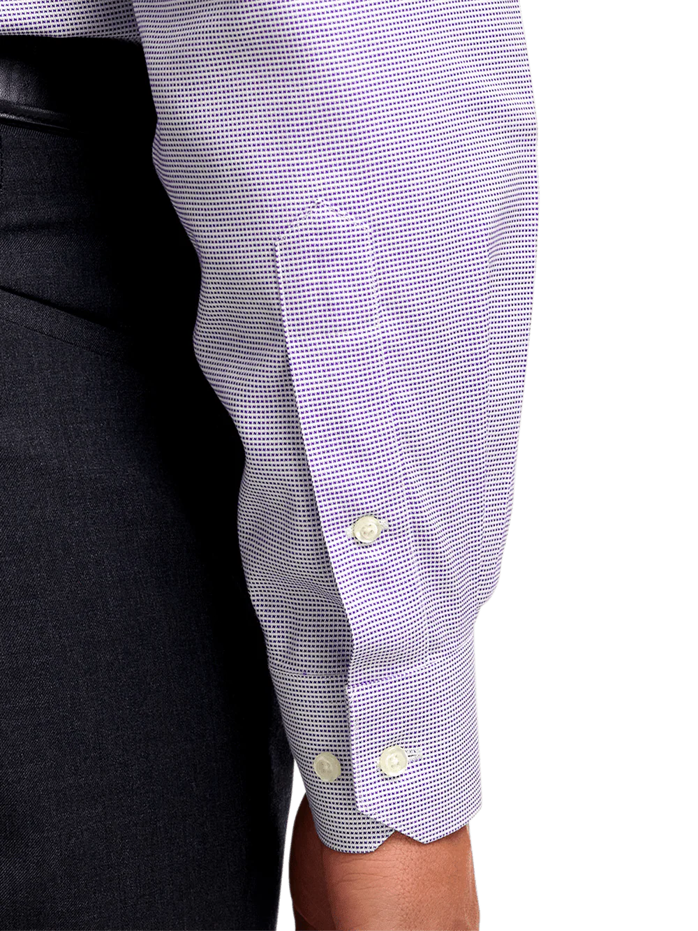 Comfort Stretch Non-Iron Solid Dress Shirt - Purple - Image 4