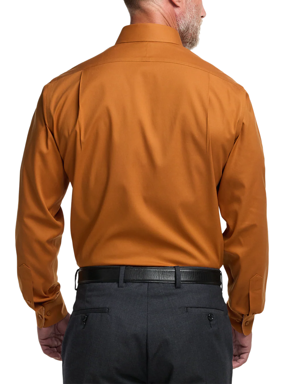 Comfort Stretch Non-Iron Solid Dress Shirt With Contrast Trim - Rust - Image 5