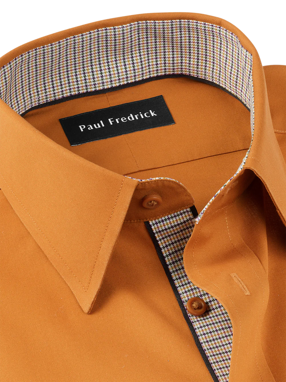 Comfort Stretch Non-Iron Solid Dress Shirt With Contrast Trim - Rust - Image 7