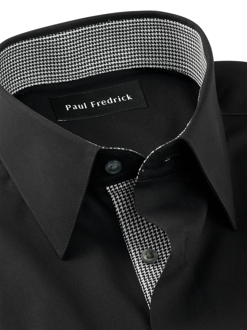 Comfort Stretch Non-Iron Solid Dress Shirt With Contrast Trim - Black - Image 7