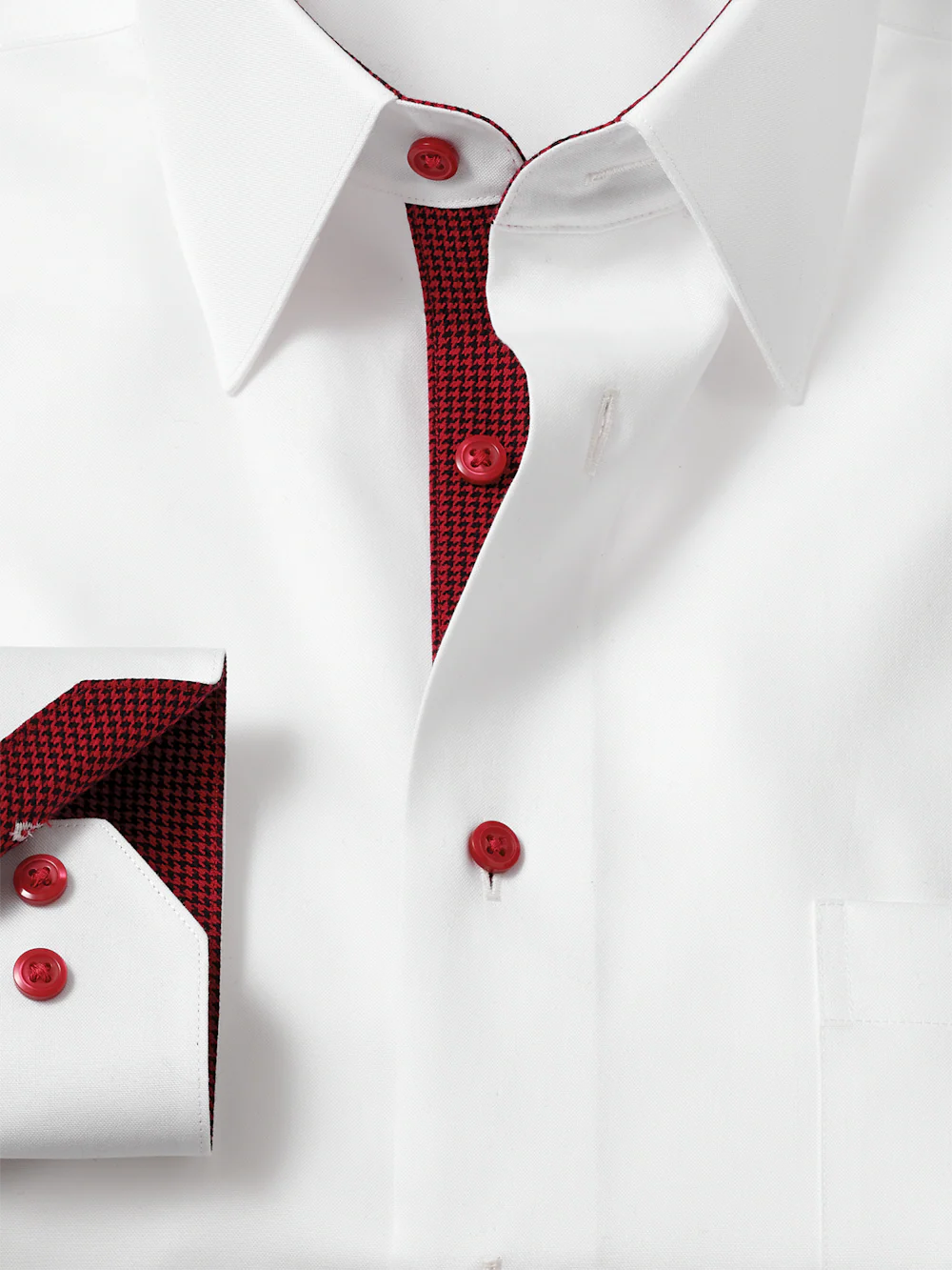 Comfort Stretch Non-Iron Solid Dress Shirt With Contrast Trim - White - Image 6