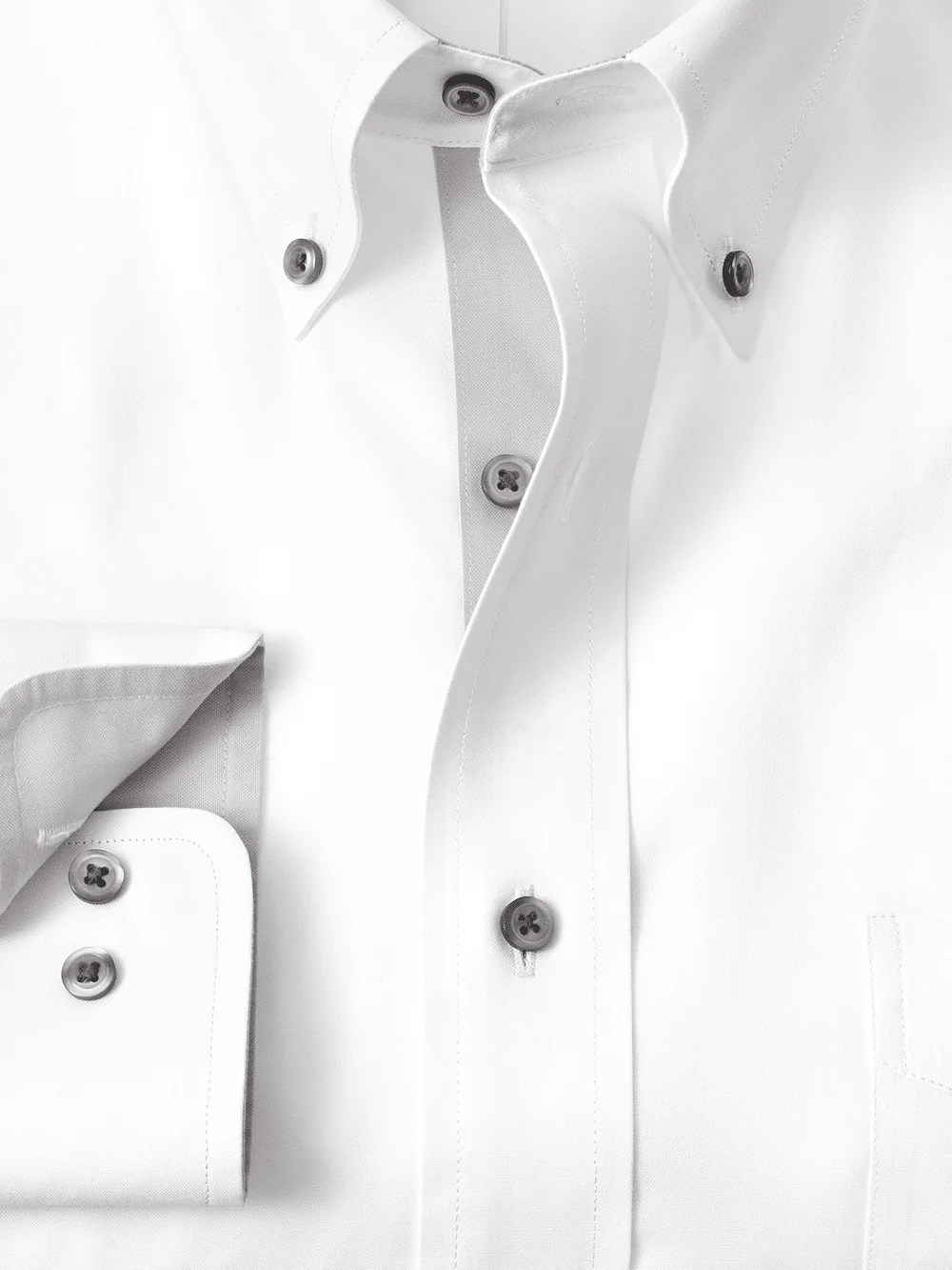 Comfort Stretch Non-Iron Solid Dress Shirt With Contrast Trim - White/grey - Image 6