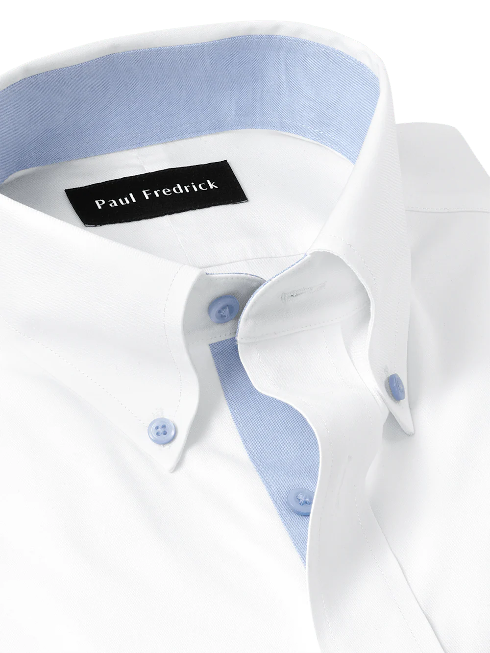 Comfort Stretch Non-Iron Solid Dress Shirt With Contrast Trim - White/blue - Image 7