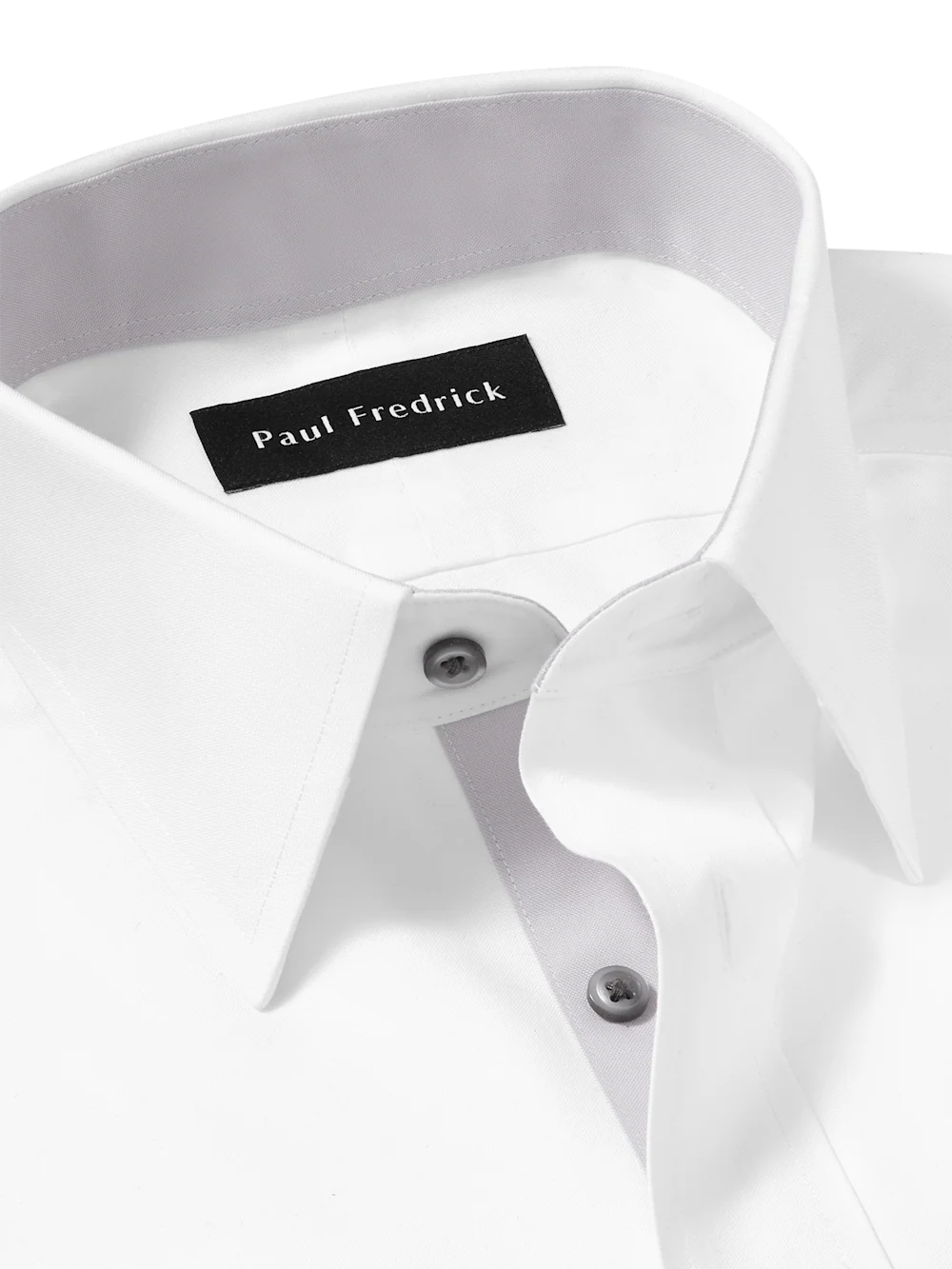 Comfort Stretch Non-Iron Solid Dress Shirt With Contrast Trim - White/grey - Image 7