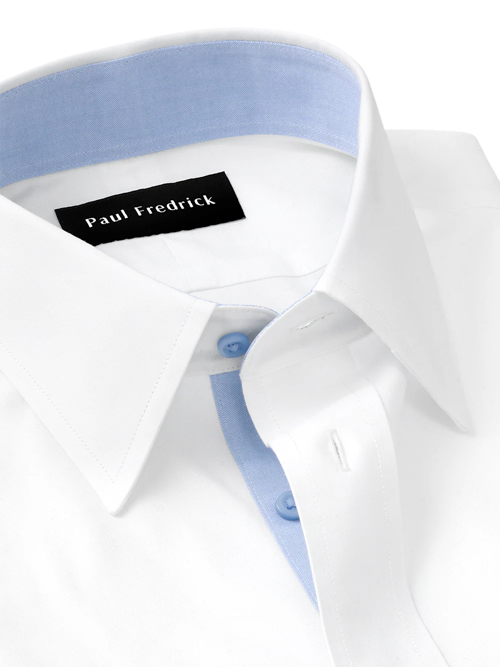 Comfort Stretch Non-Iron Solid Dress Shirt With Contrast Trim - White/blue - Image 7