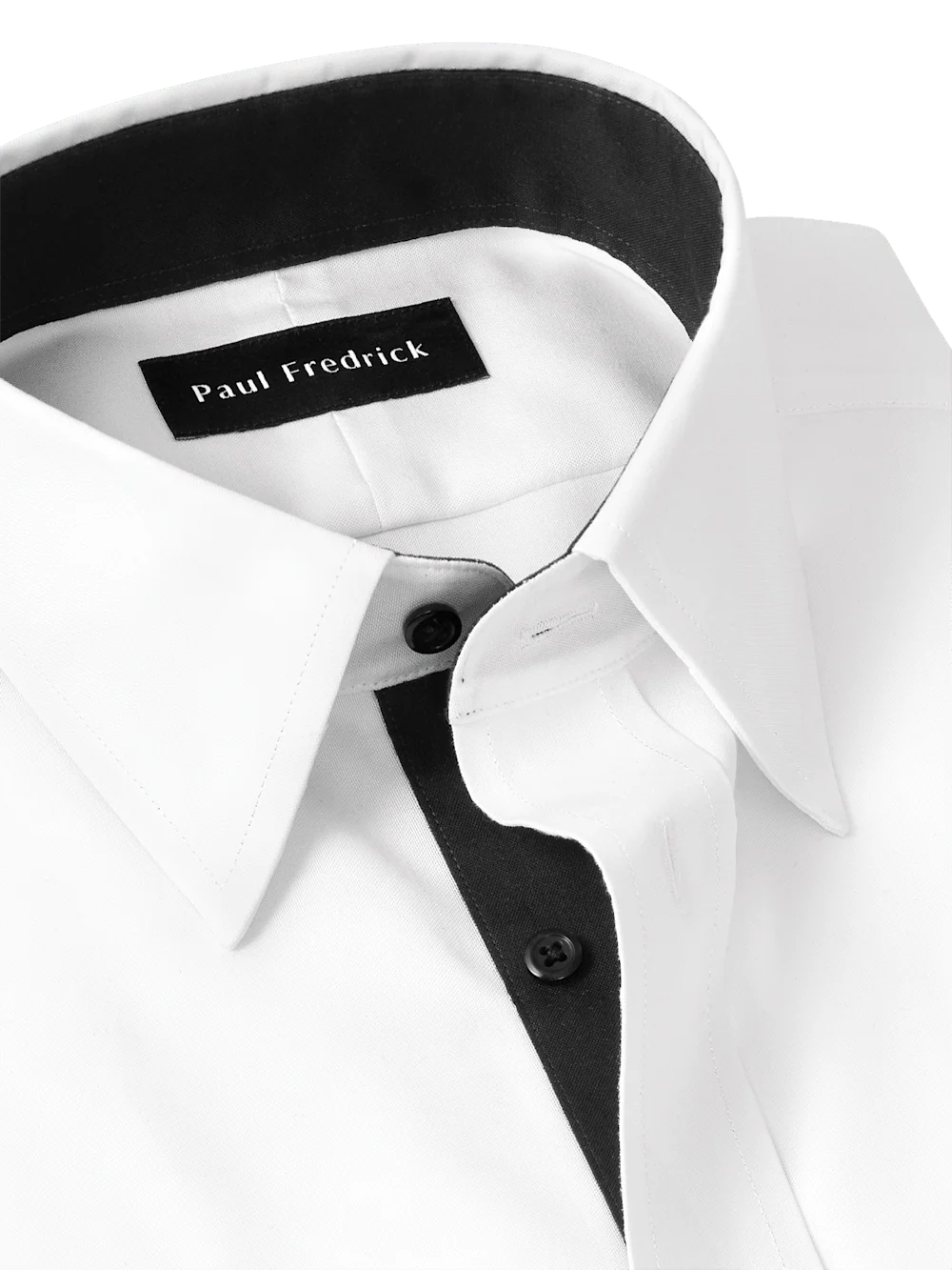 Comfort Stretch Non-Iron Solid Dress Shirt With Contrast Trim - White/black - Image 7