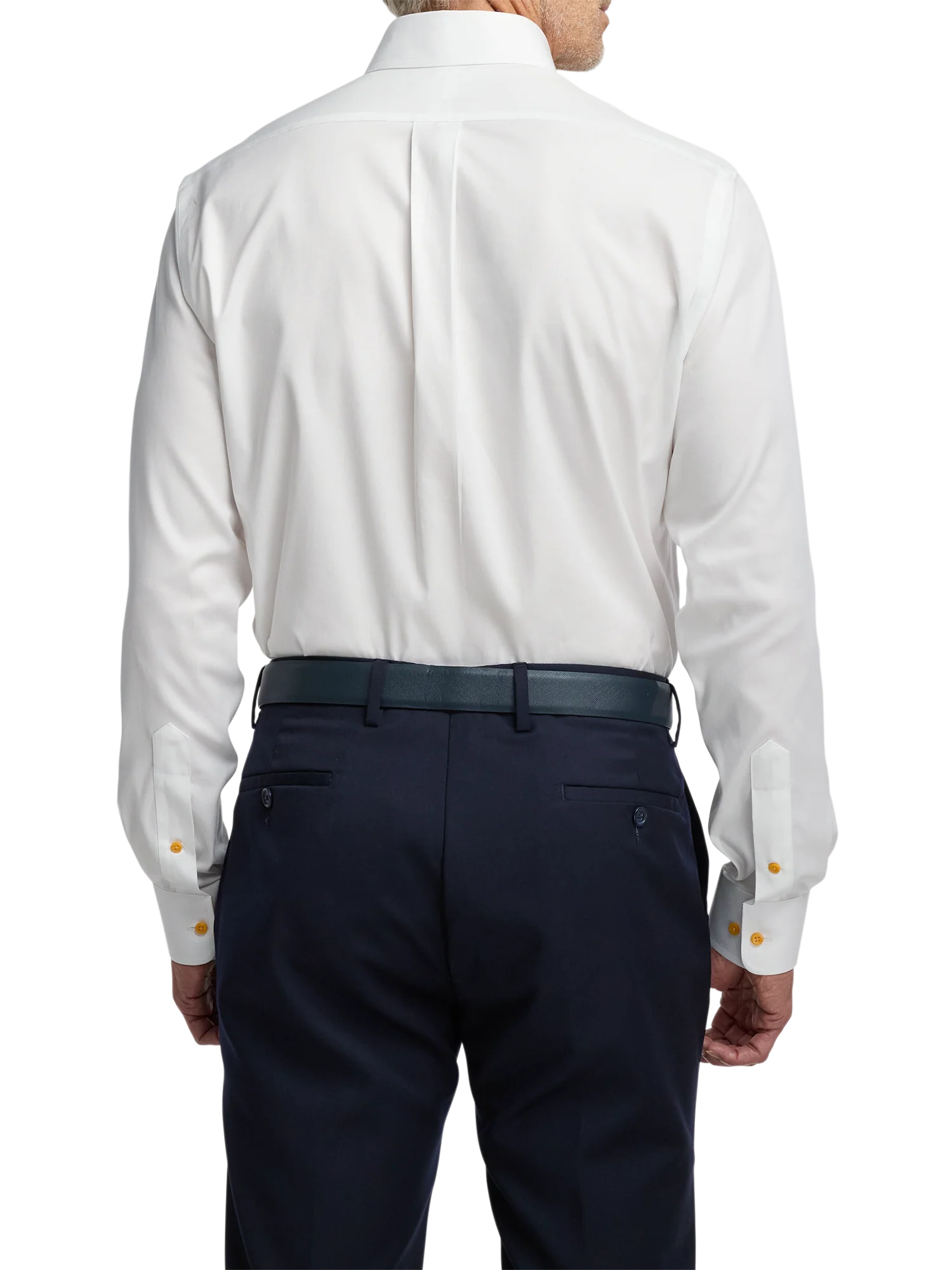 Comfort Stretch Non-Iron Solid Dress Shirt With Contrast Trim - White/gold - Image 5