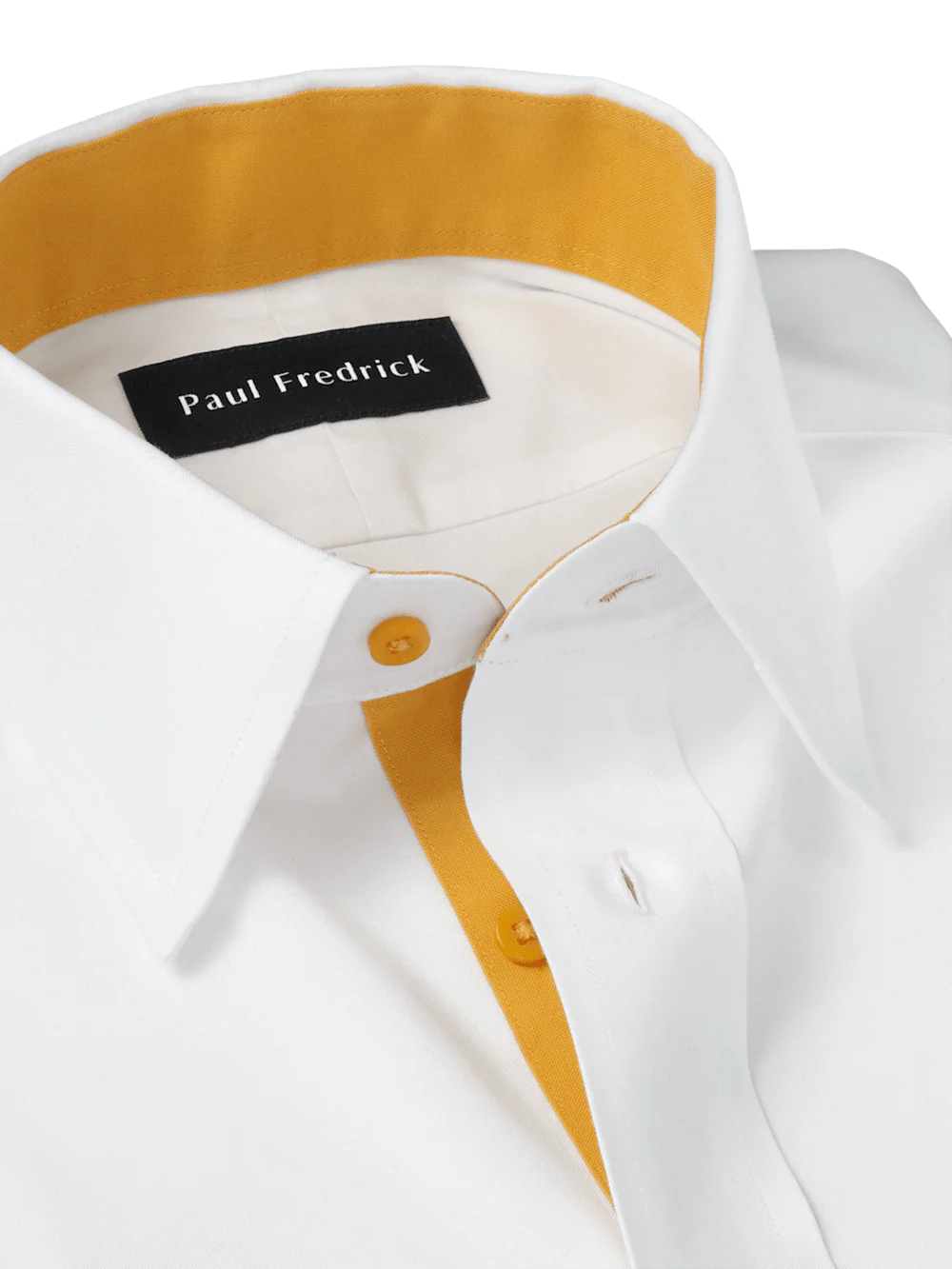 Comfort Stretch Non-Iron Solid Dress Shirt With Contrast Trim - White/gold - Image 7