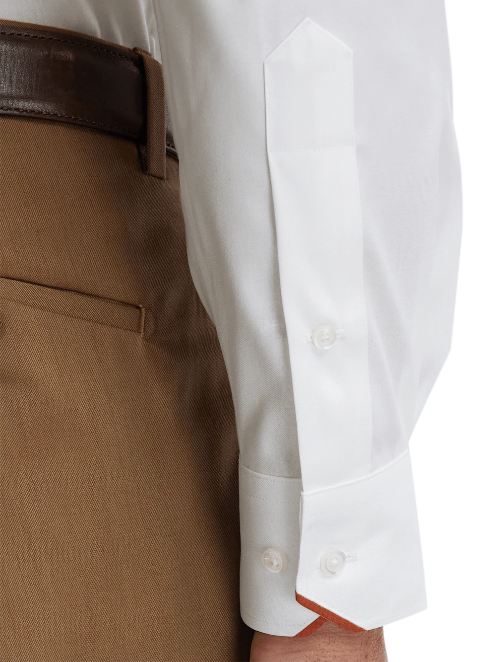Comfort Stretch Non-Iron Solid Dress Shirt With Contrast Trim - White - Image 4
