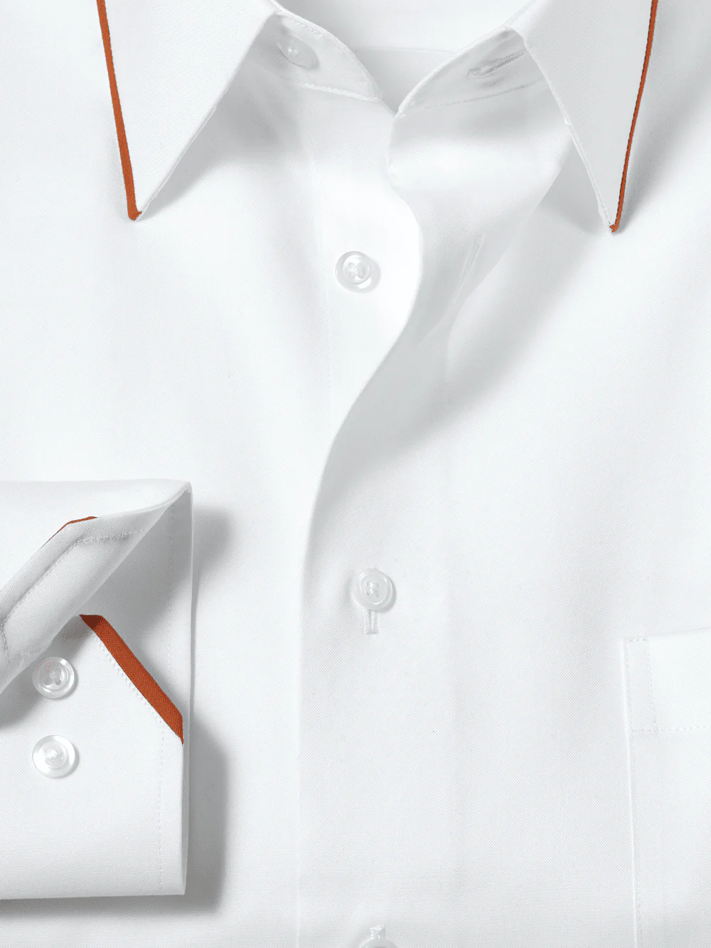 Comfort Stretch Non-Iron Solid Dress Shirt With Contrast Trim - White - Image 6