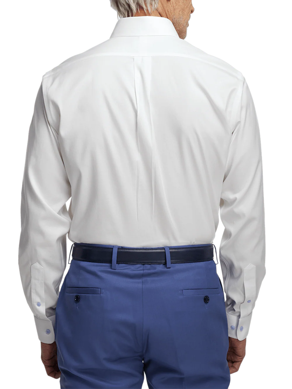 Comfort Stretch Non-Iron Solid Dress Shirt With Contrast Trim - White - Image 5