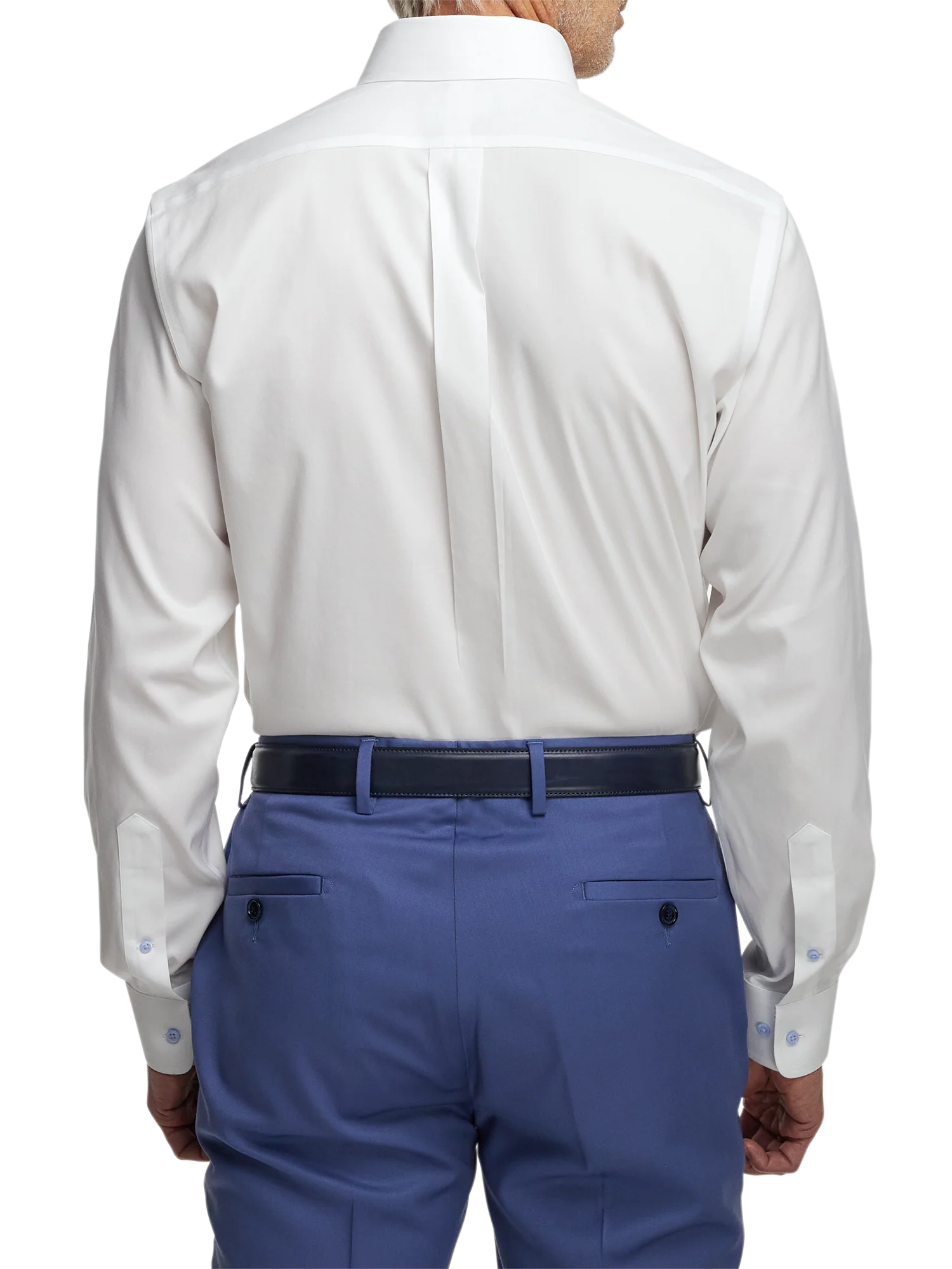 Comfort Stretch Non-Iron Solid Dress Shirt With Contrast Trim - White - Image 5