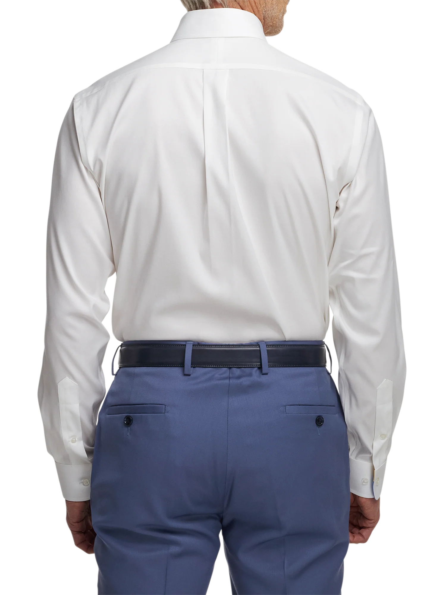 Comfort Stretch Non-Iron Solid Dress Shirt With Contrast Trim - White - Image 5