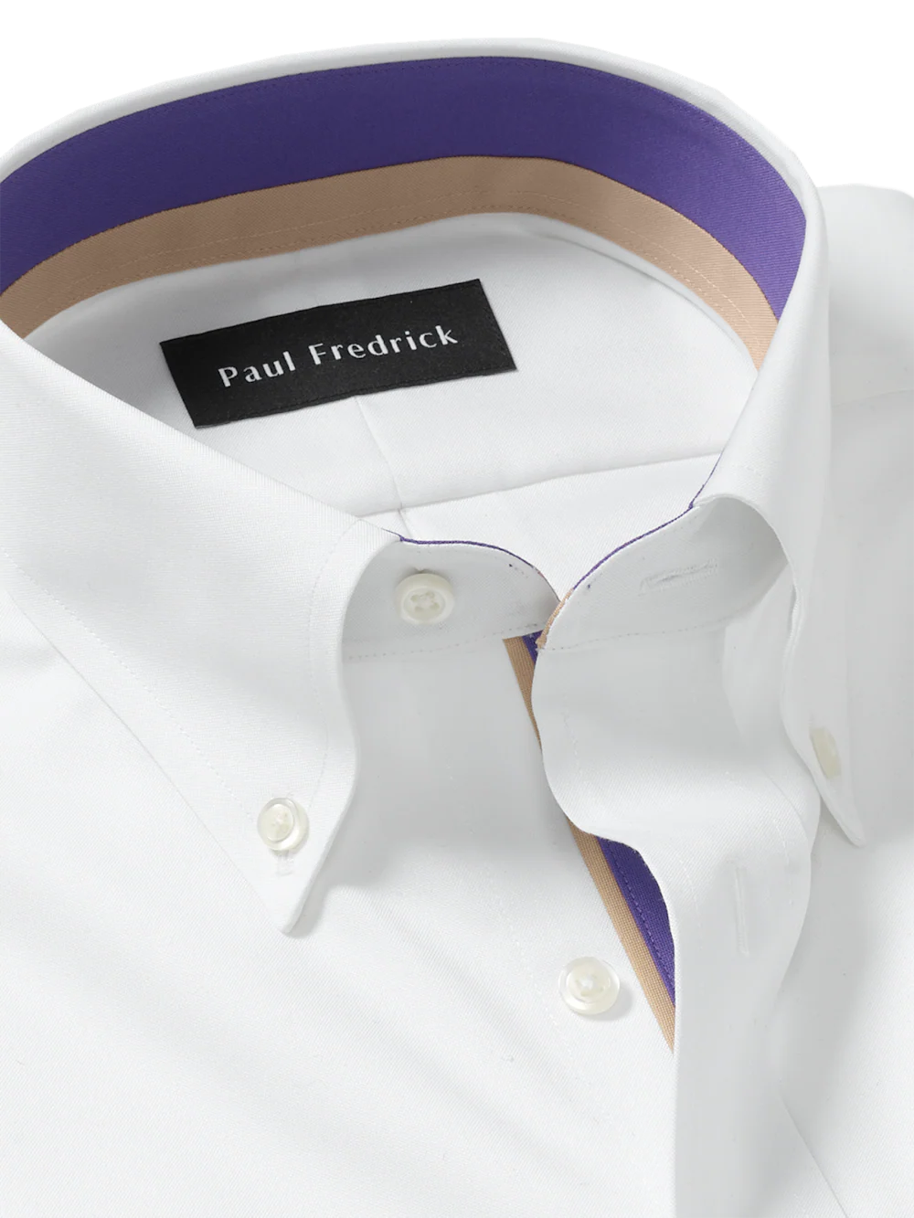 Comfort Stretch Non-Iron Solid Dress Shirt With Contrast Trim - White - Image 7
