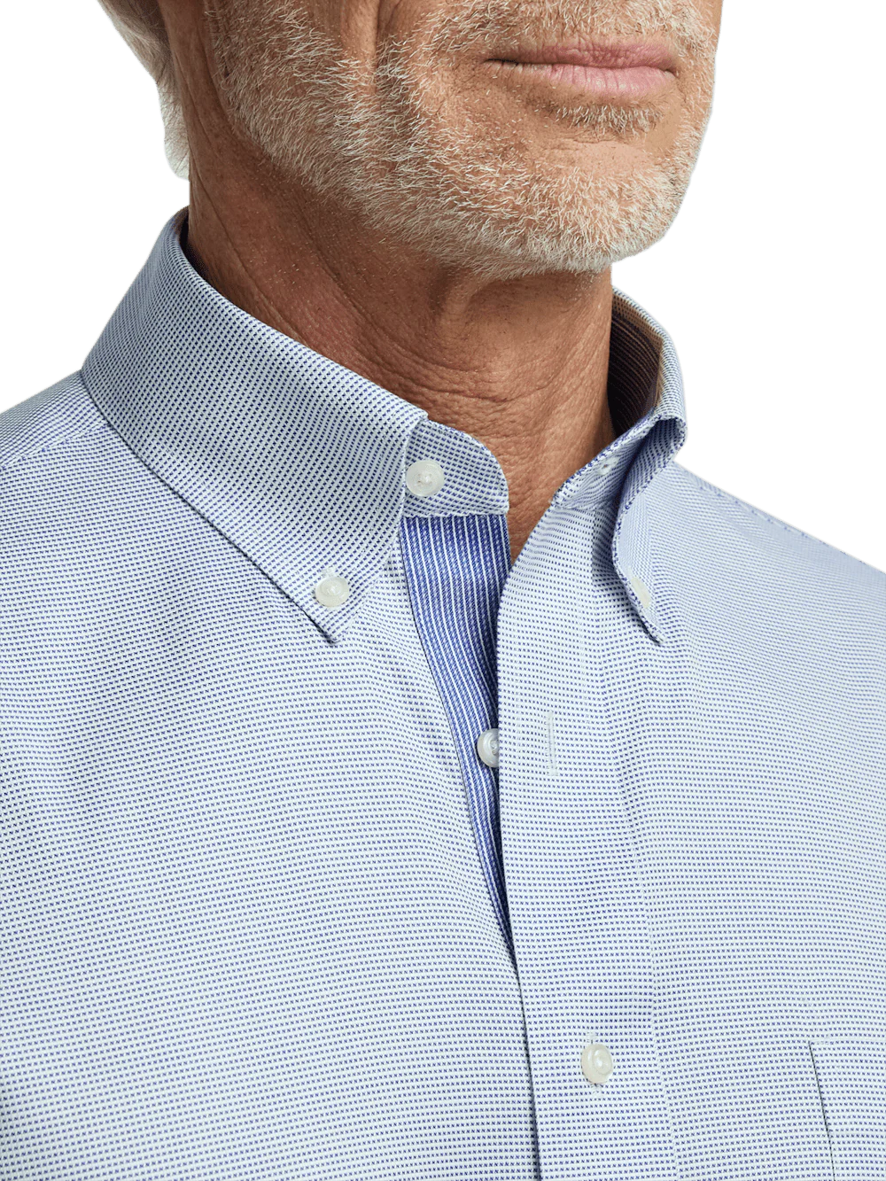 Comfort Stretch Non-Iron Solid Dress Shirt With Contrast Trim - Cobalt - Image 3