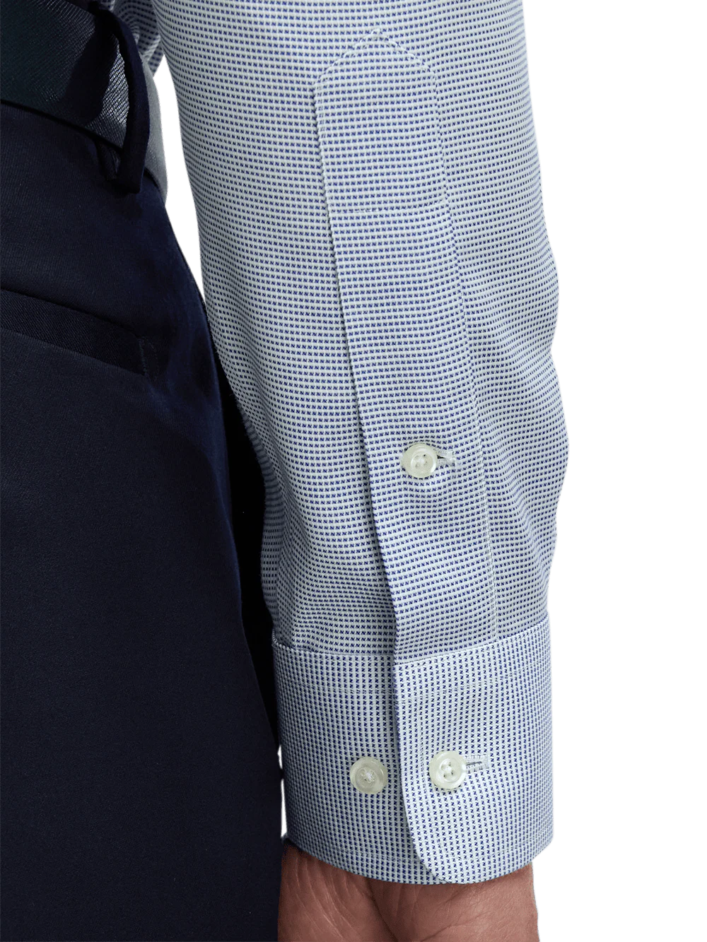 Comfort Stretch Non-Iron Solid Dress Shirt With Contrast Trim - Cobalt - Image 4