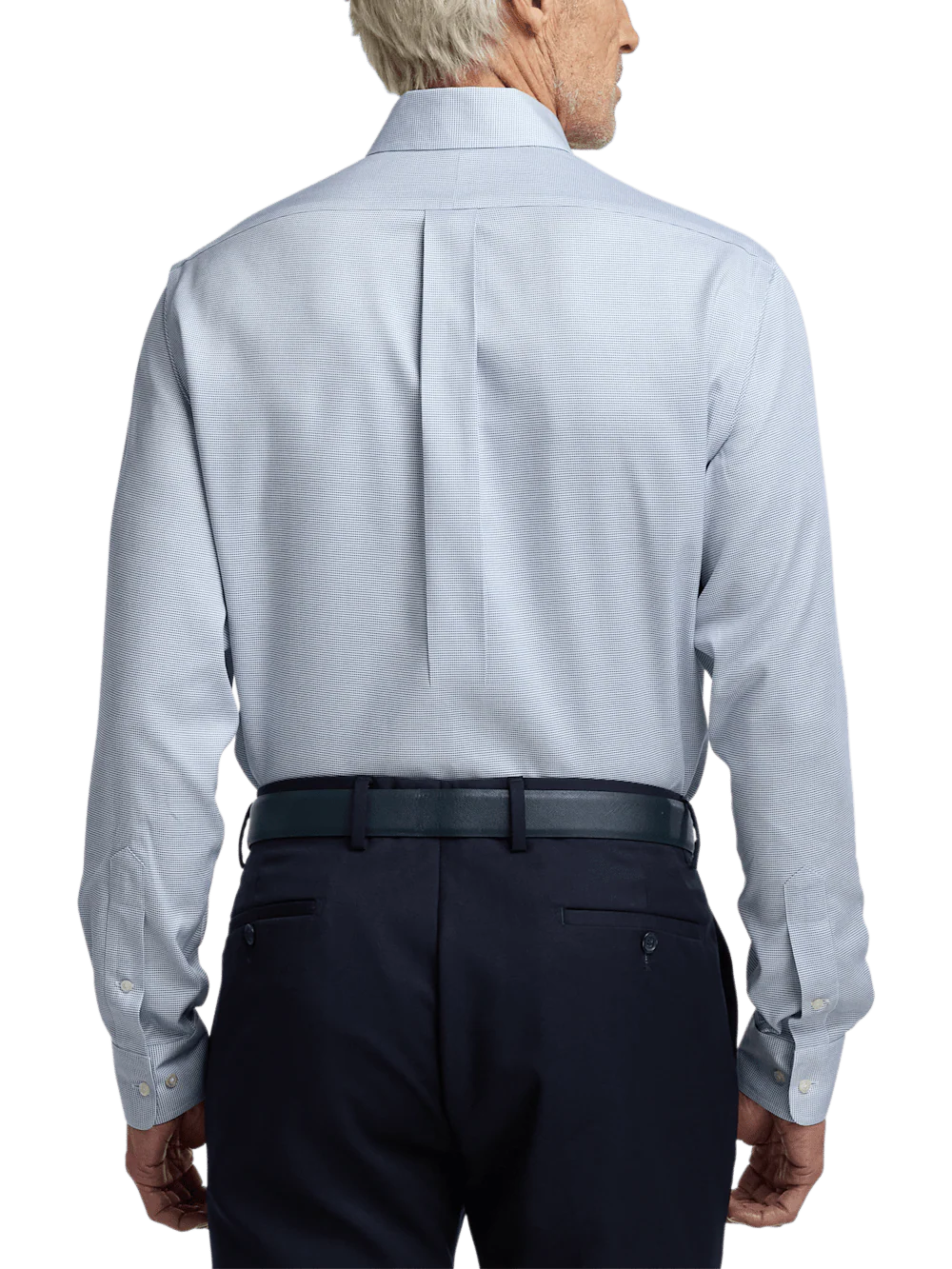Comfort Stretch Non-Iron Solid Dress Shirt With Contrast Trim - Cobalt - Image 5